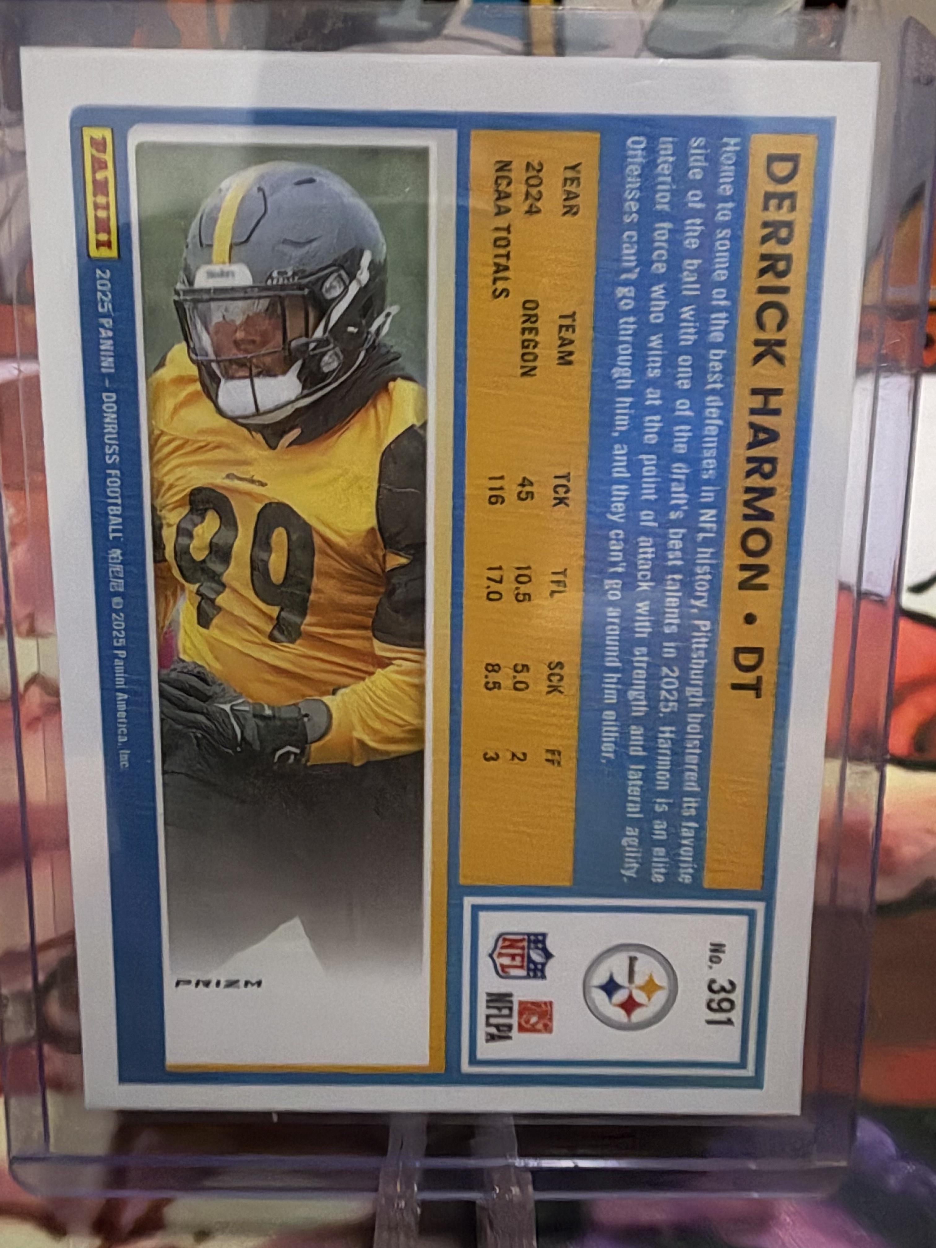 2025 Donruss Derrick Harmon RATED ROOKIE PINK Parallel #391 Steelers RC
