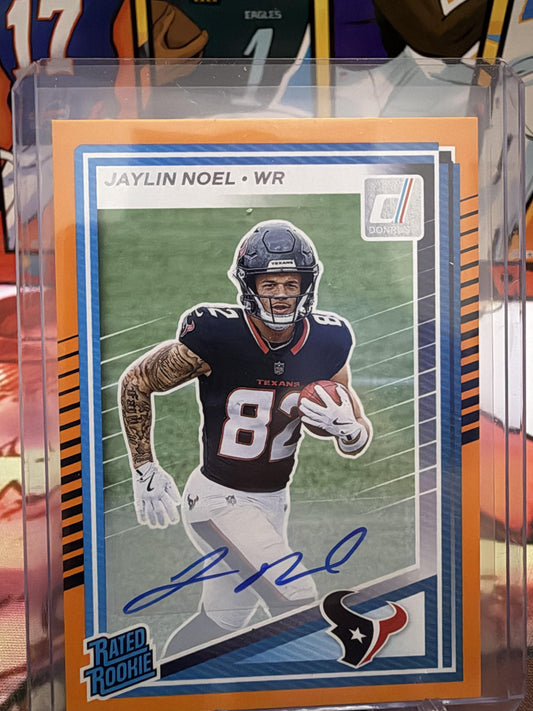 2025 Donruss Jaylin Noel RATED ROOKIE AUTO Orange Parallel #324 Texans RC