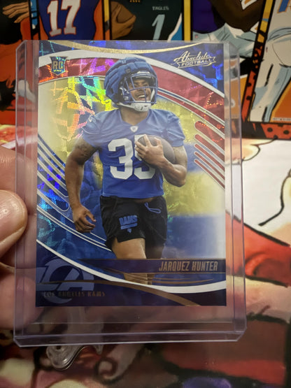 2025 Panini Absolute Jarquez Hunter Blue Ice Prizm Rookie RC #136 Rams