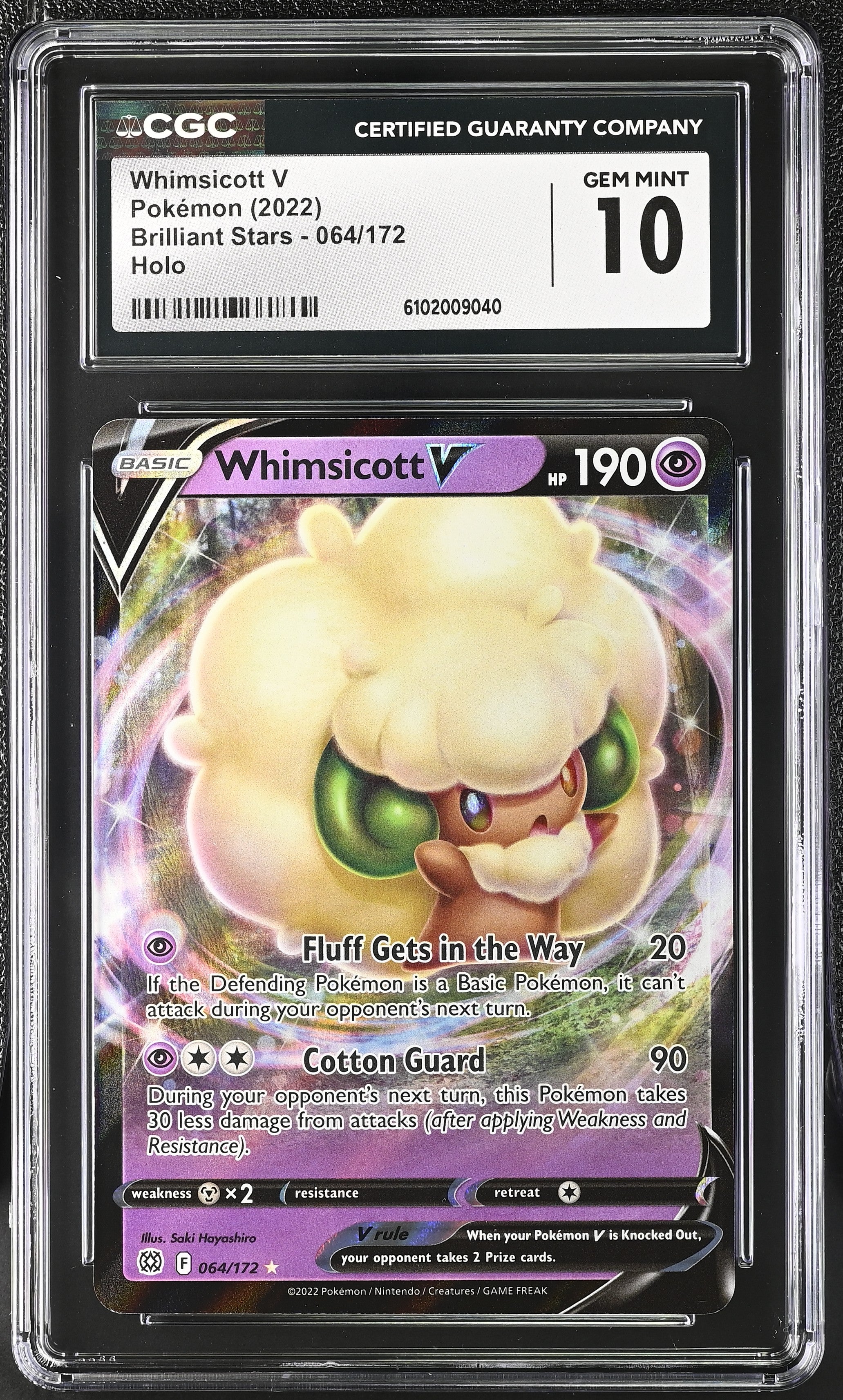 Whimsicott V 064/172 Pokemon Brilliant Stars Ultra Rare CGC 10 Gem Mint