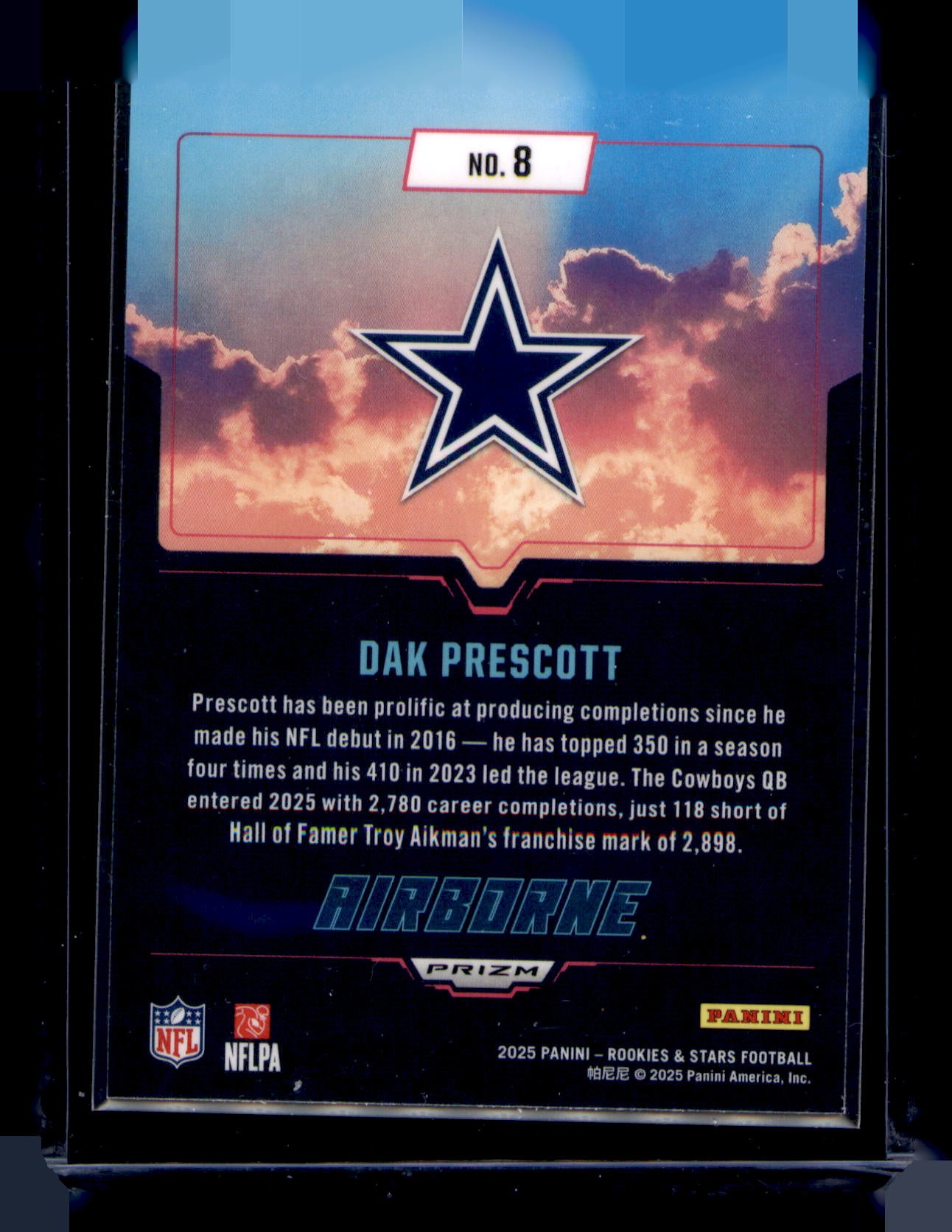 2025 Rookies & Stars Dak Prescott Airborne Prizm Holo #8 Dallas Cowboys
