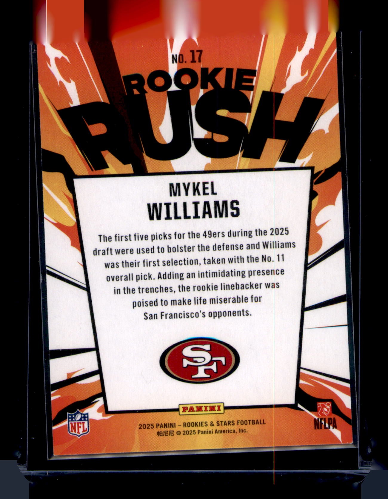 2025 Panini Rookies & Stars Mykel Williams Rookie Rush RC #17 49ers