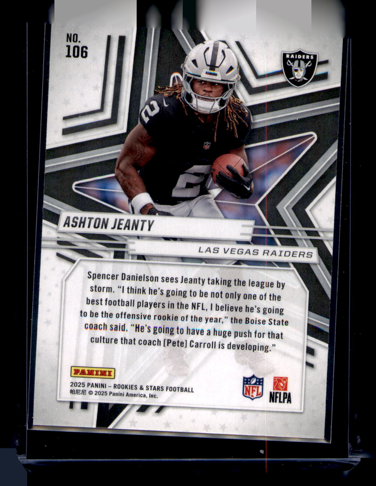 2025 Panini Rookies & Stars Ashton Jeanty RC Rookie #106 Las Vegas Raiders