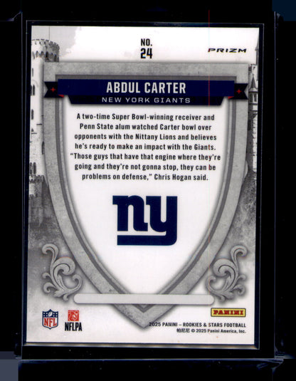 2025 Panini Rookies & Stars Abdul Carter Crusade Prizm RC #24 Giants