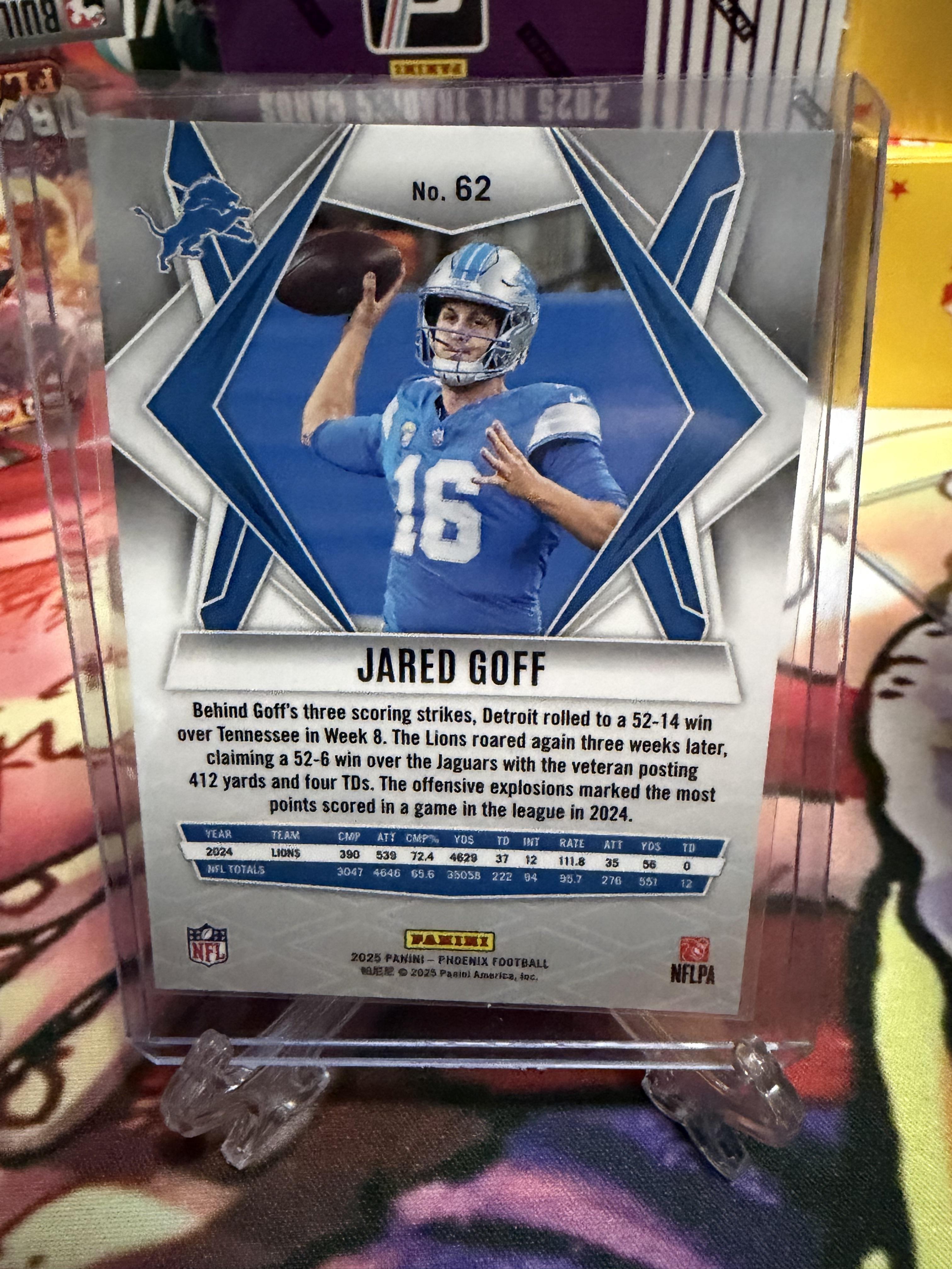 2025 Panini Phoenix Jared Goff Silver Hyper Prizm #62 Detroit Lions