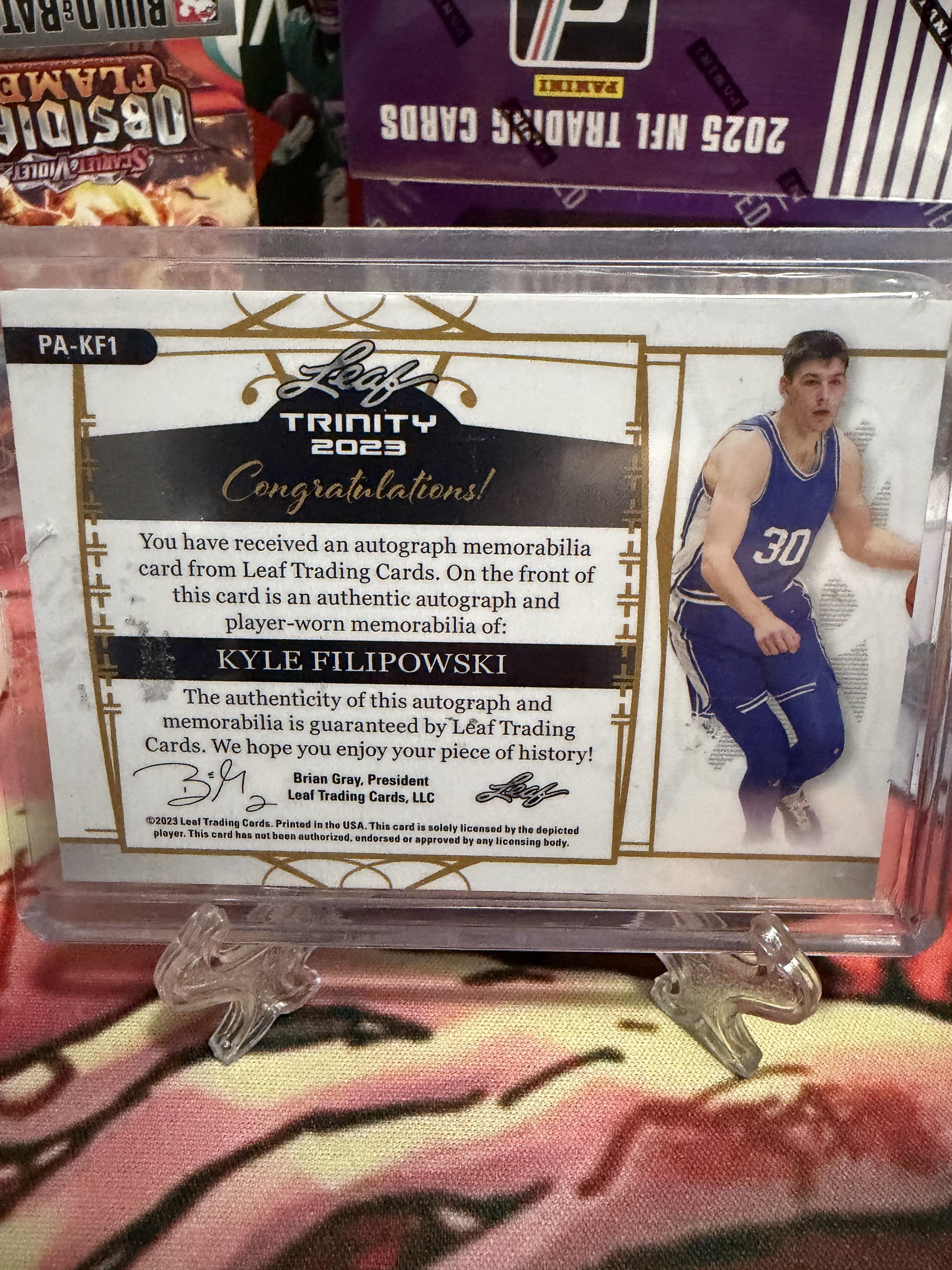2023 Leaf Trinity Kyle Filipowski Rookie Patch Auto /40 Duke #PA-KF1