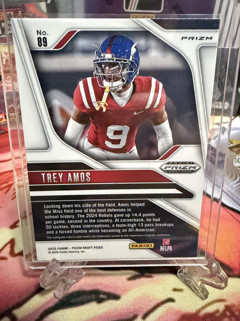 2025 Panini Prizm Draft Picks Trey Amos Purple Wave Prizm RC #89