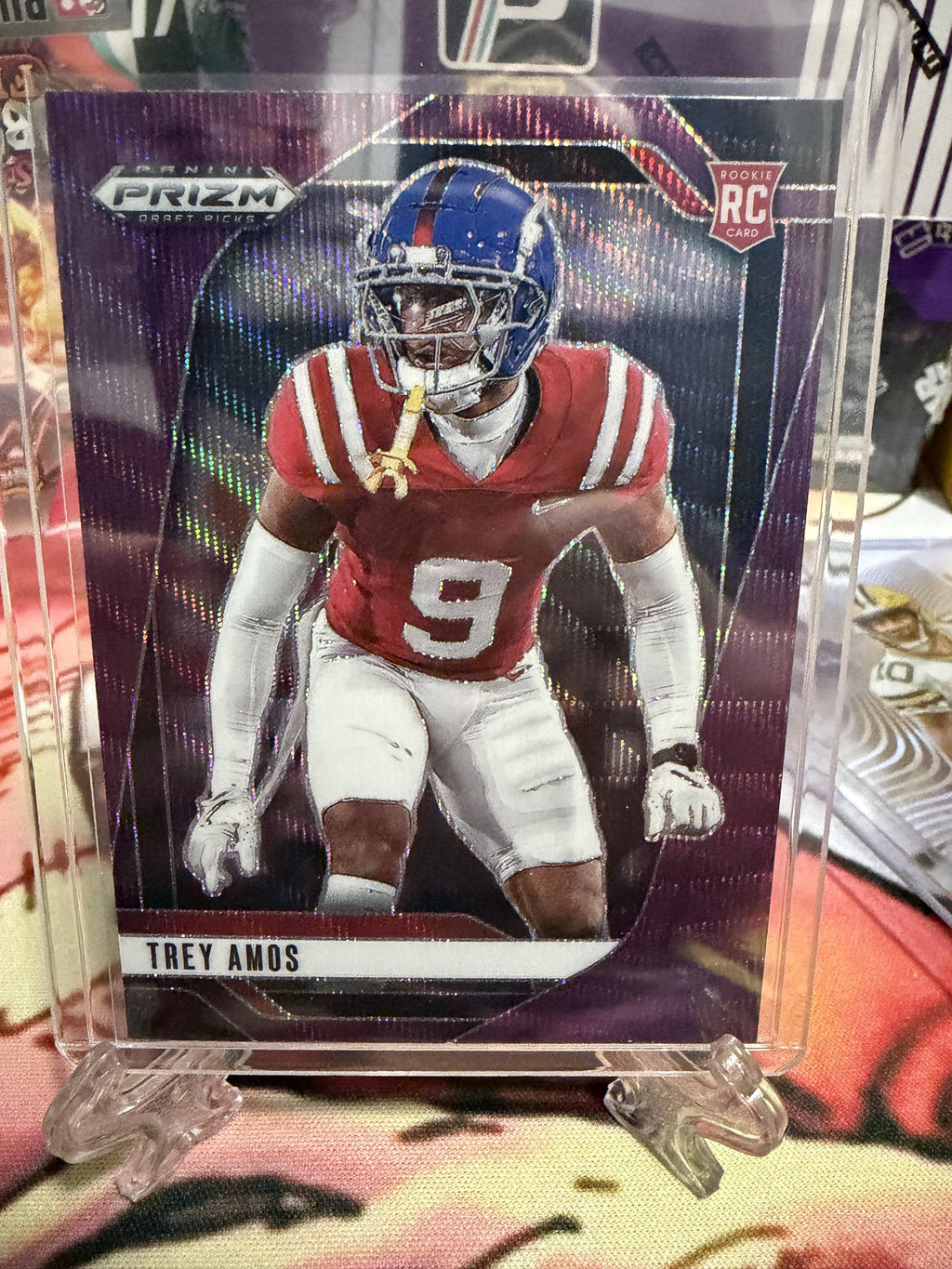 2025 Panini Prizm Draft Picks Trey Amos Purple Wave Prizm RC #89