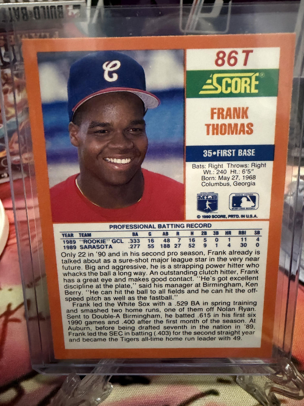 1990 Score Rookie/Traded Frank Thomas RC #86T Chicago White Sox HOF