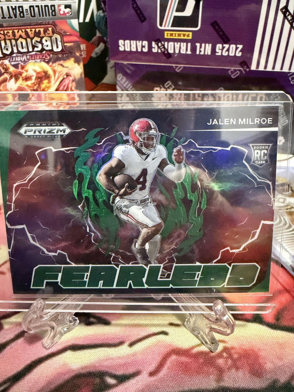 2025 Panini Prizm Draft Picks Jalen Milroe Fearless Green Prizm RC #F-JME