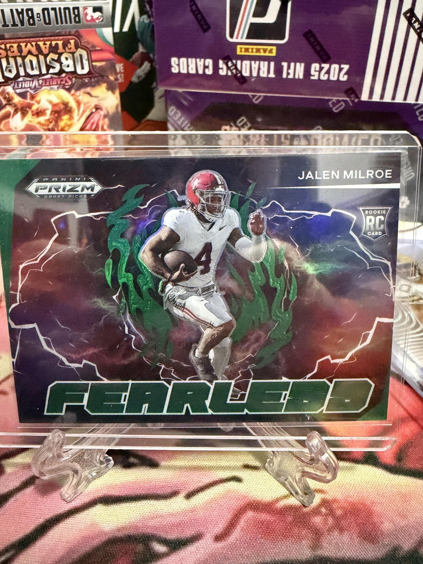 2025 Panini Prizm Draft Picks Jalen Milroe Fearless Green Prizm RC #F-JME