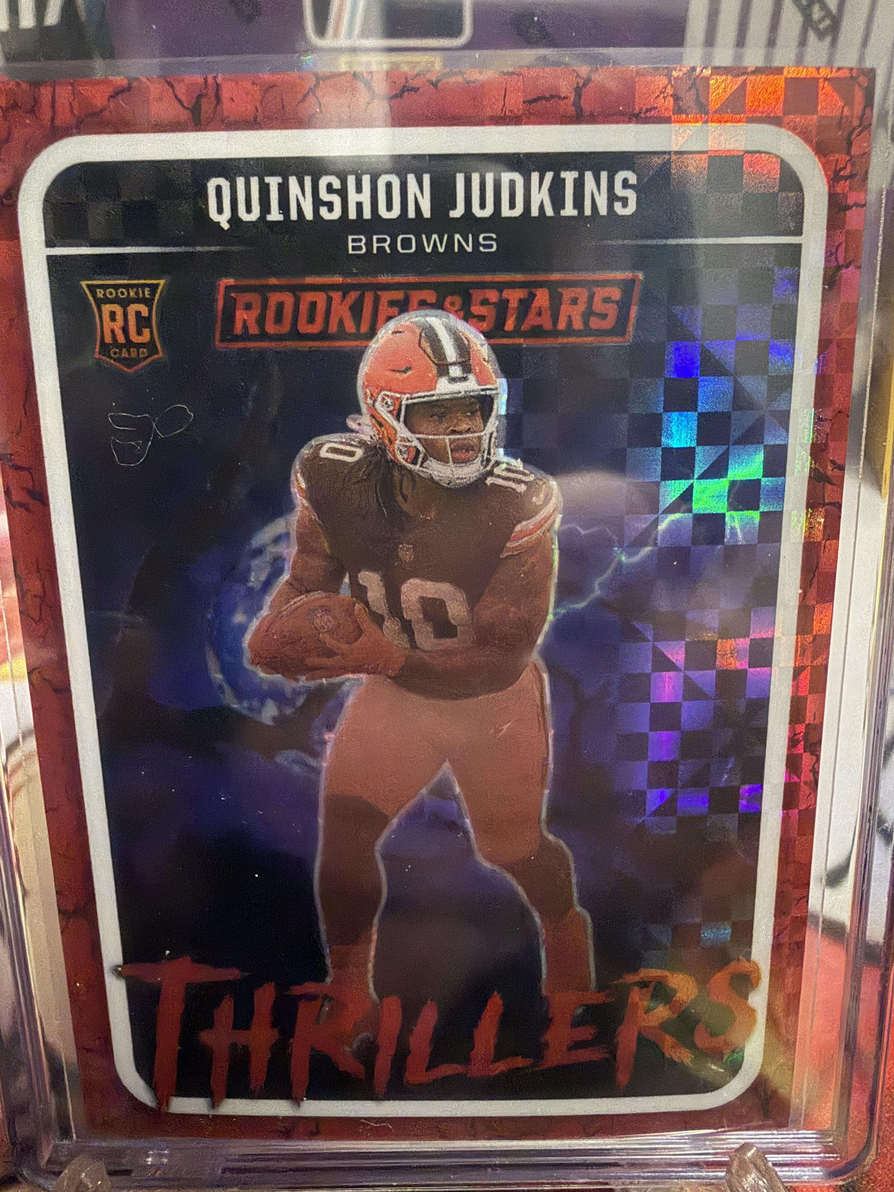 2025 Rookies & Stars Quinshon Judkins Thrillers Red Checkerboard Prizm RC #21