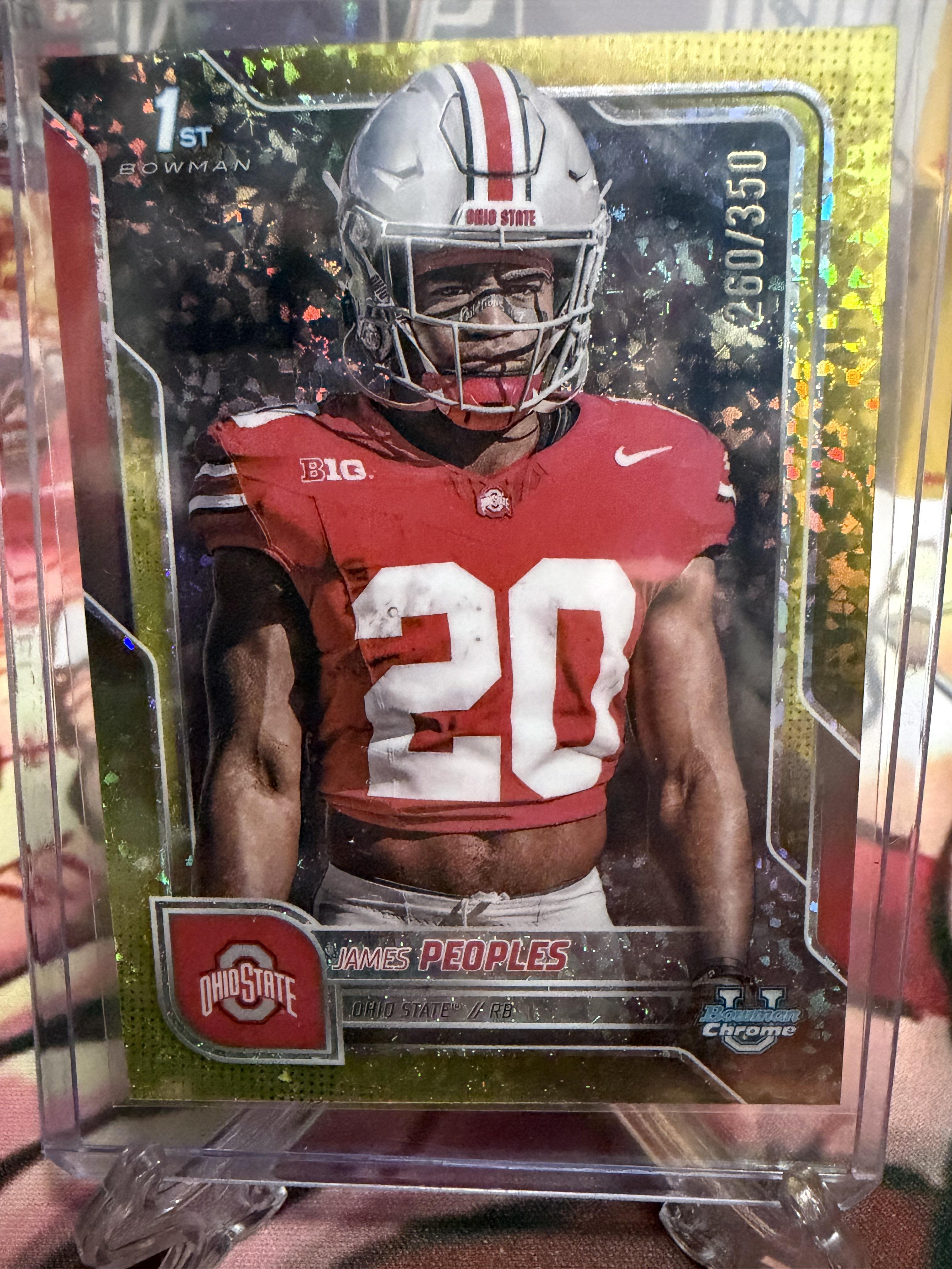 2025 Bowman Chrome University James Peoples 1st Bowman Yellow Shimmer /350