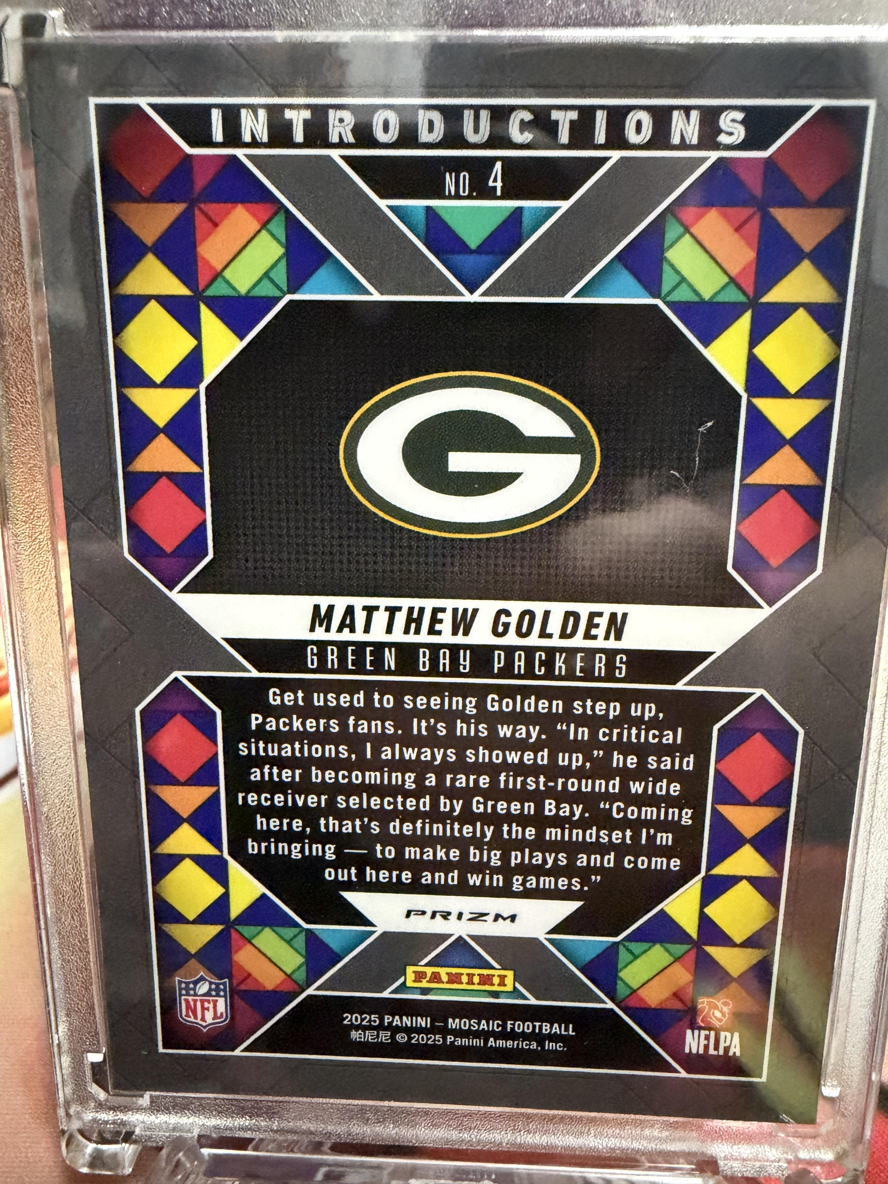 2025 Panini Mosaic Matthew Golden Introductions RC #4 Packers