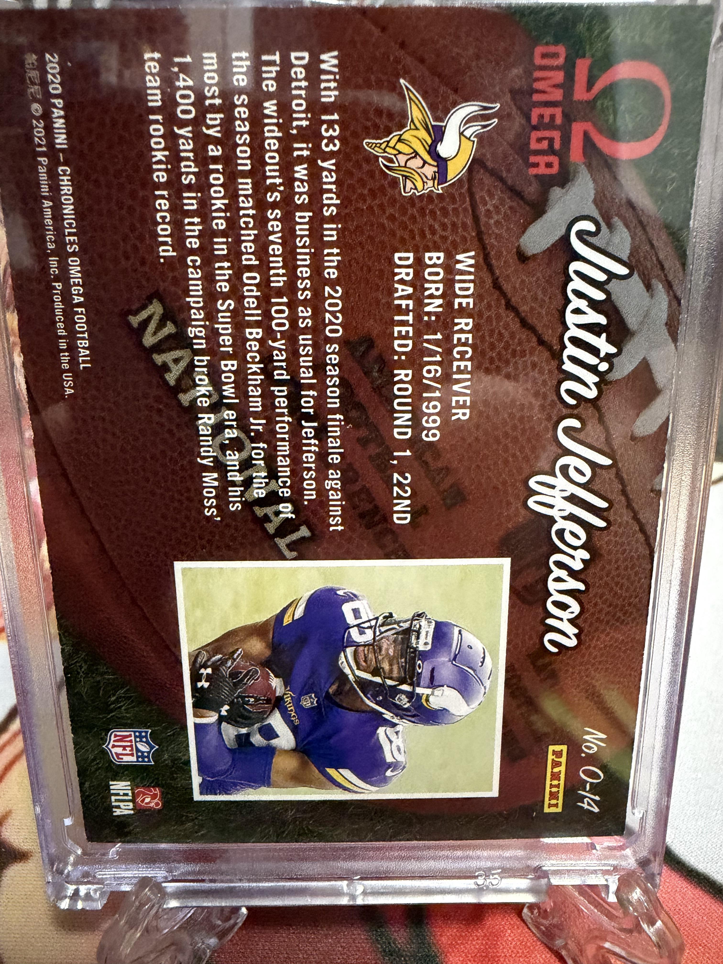 2020 Panini Chronicles Omega Justin Jefferson RC #O-14 Rookie Minnesota Vikings
