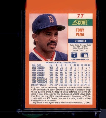 1990 Score Rookie & Traded Tony Pena #7T Boston Red Sox Catcher