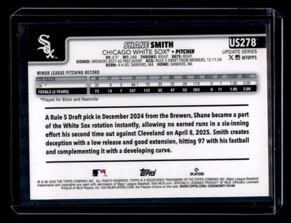 2025 Topps Update Shane Smith Silver Foil RC #US278 Rookie Chicago White Sox