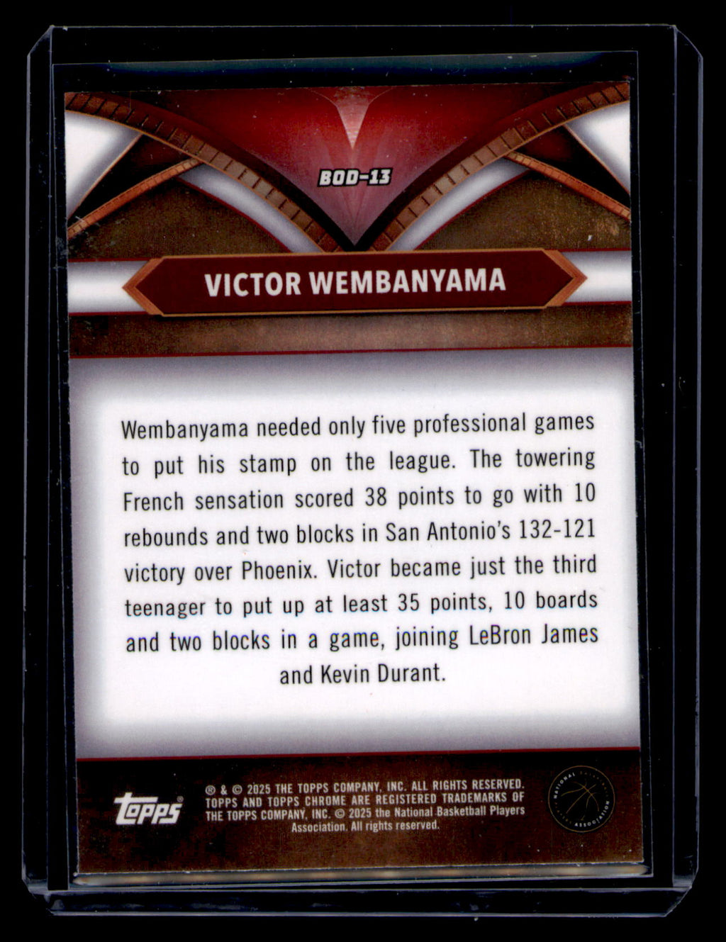 2025 Topps 2024-25 Topps Chrome - Ball of Duty Victor Wembanyama Card