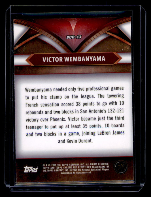 2025 Topps 2024-25 Topps Chrome - Ball of Duty Victor Wembanyama Card
