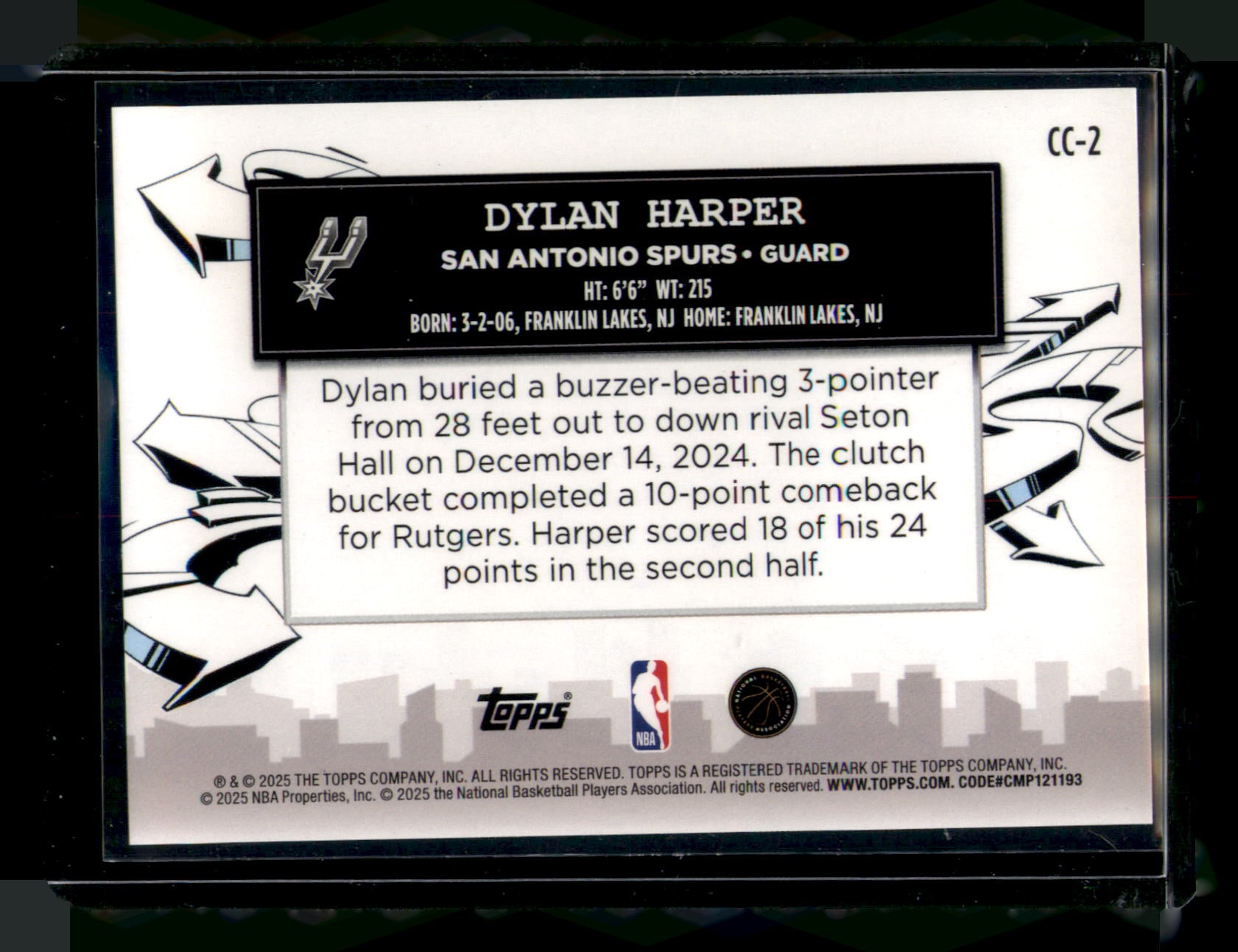 2025 Topps 2025-26 Topps Dylan Harper Card Clutch City Prospects