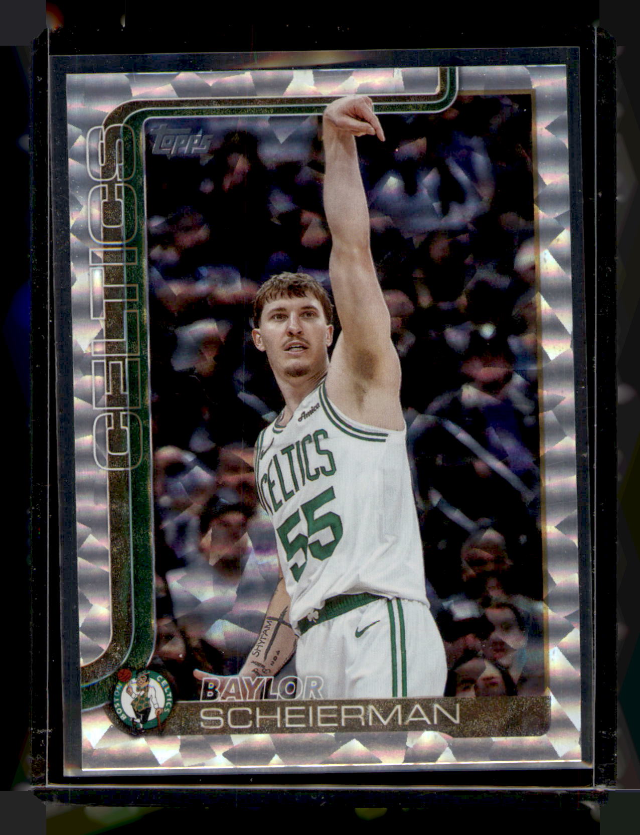 2025-26 Topps Basketball Baylor Scheierman Silver Crackle Prizm RC #5 Celtics