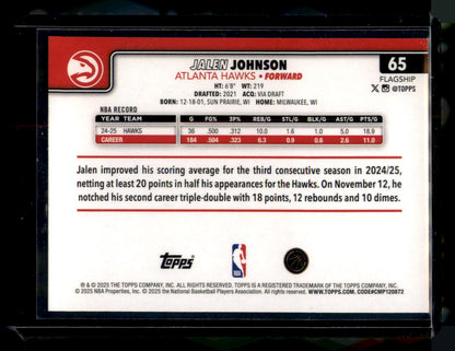 2025 Topps Jalen Johnson Brown Foil Parallel #65 /2025 Atlanta Hawks Card