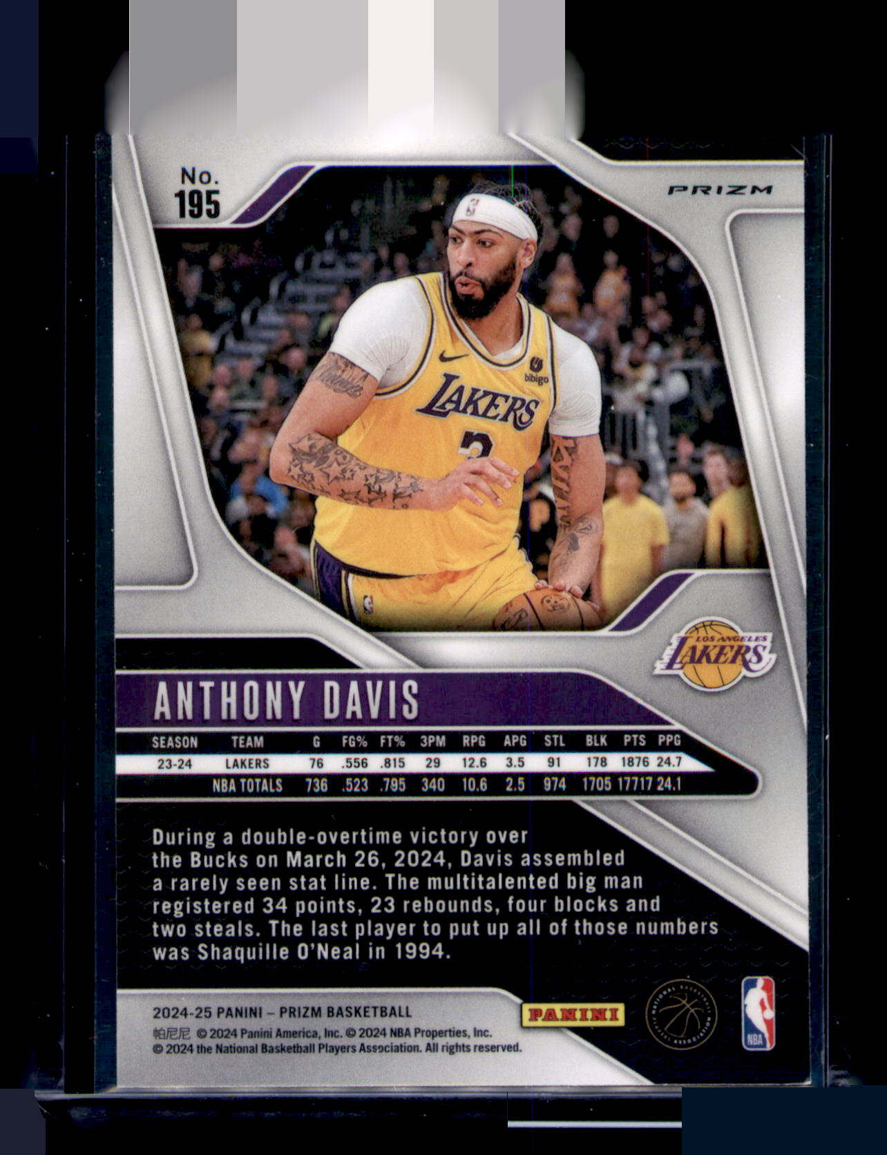 2024 Panini 2024-25 Panini Prizm Anthony Davis Card Prizms Green