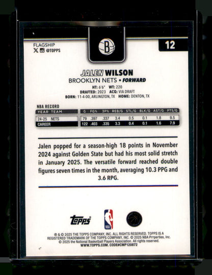 2025 Topps 2025-26 Topps Jalen Wilson Card Season Tip Off
