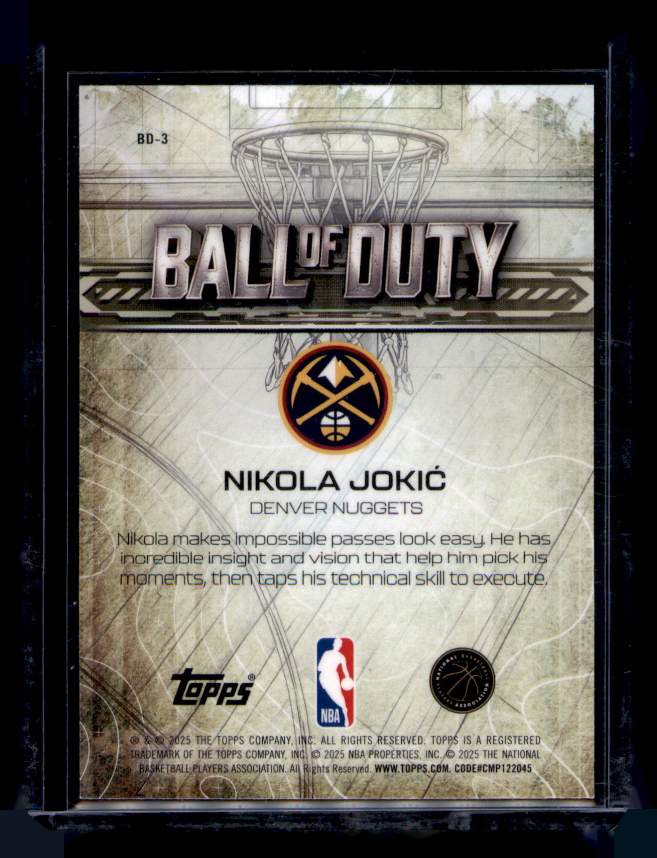 2025 Topps Chrome Nikola Jokic Ball of Duty Insert Card BD-3 Denver Nuggets