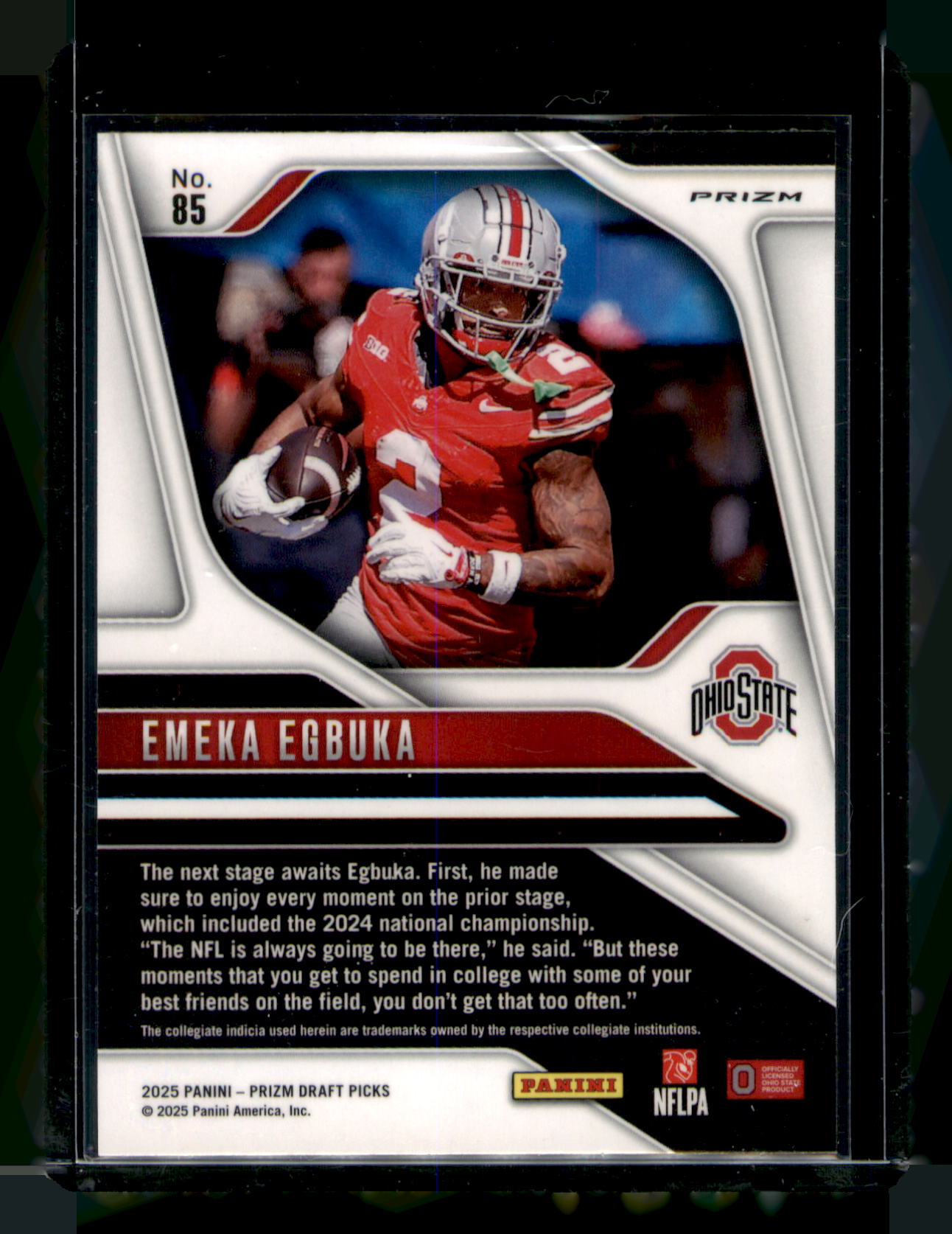 2025 Panini Prizm Draft Picks Emeka Egbuka RC Green Prizm #85 Buckeyes