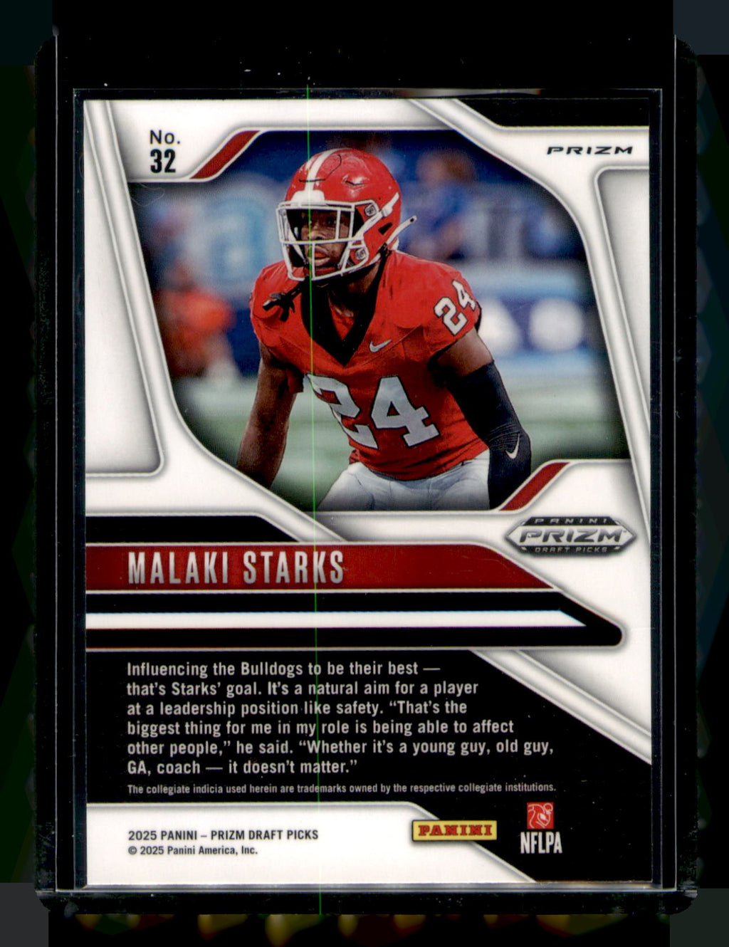 2025 Panini Prizm Draft Picks Malaki Starks Maroon Prizm RC CARD #32 Georgia
