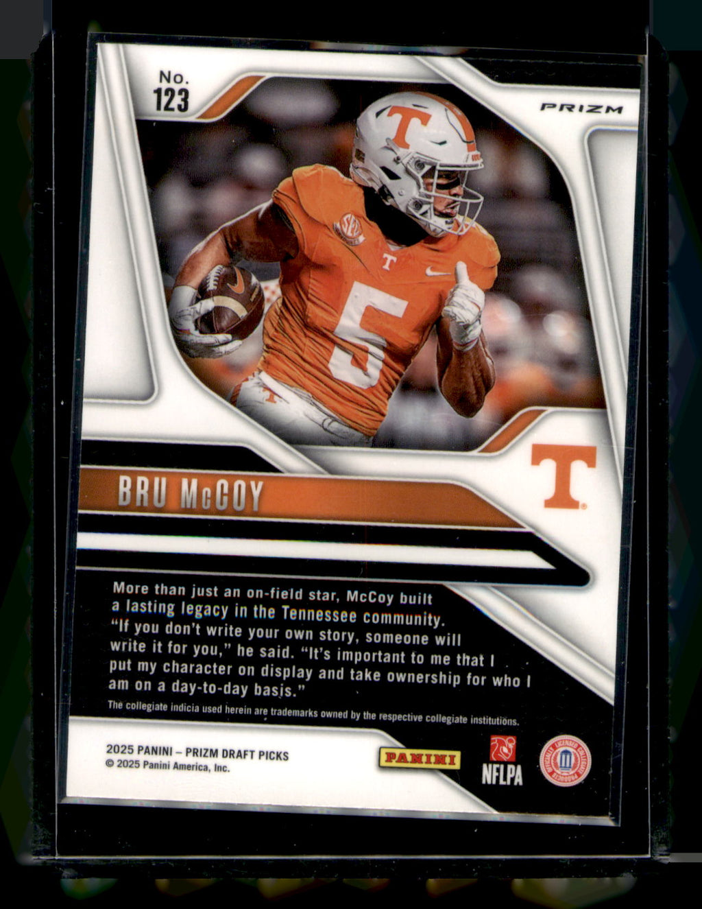2025 Panini Prizm Draft Picks Bru McCoy Purple Velocity RC #123 Tennessee CARD