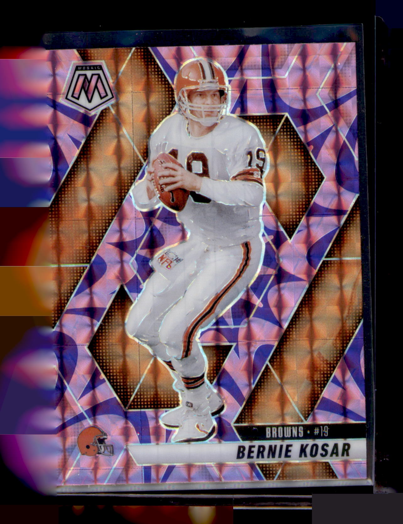 2025 Panini Mosaic Football Bernie Kosar Purple Mosaic Prizm #65 Browns Legend