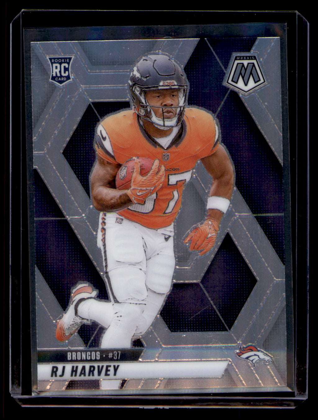 2025 Panini Mosaic RJ Harvey Silver Prizm RC CARD #375 Denver Broncos