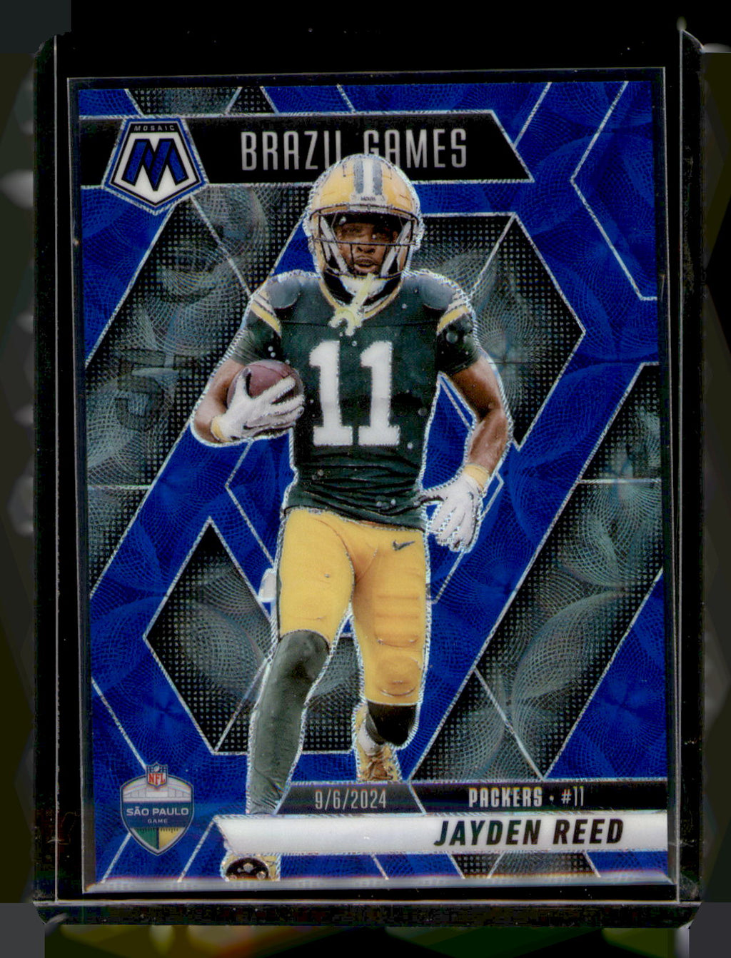 2025 Panini Mosaic Jayden Reed Blue Mosaic Brazil Games CARD #264 Packers
