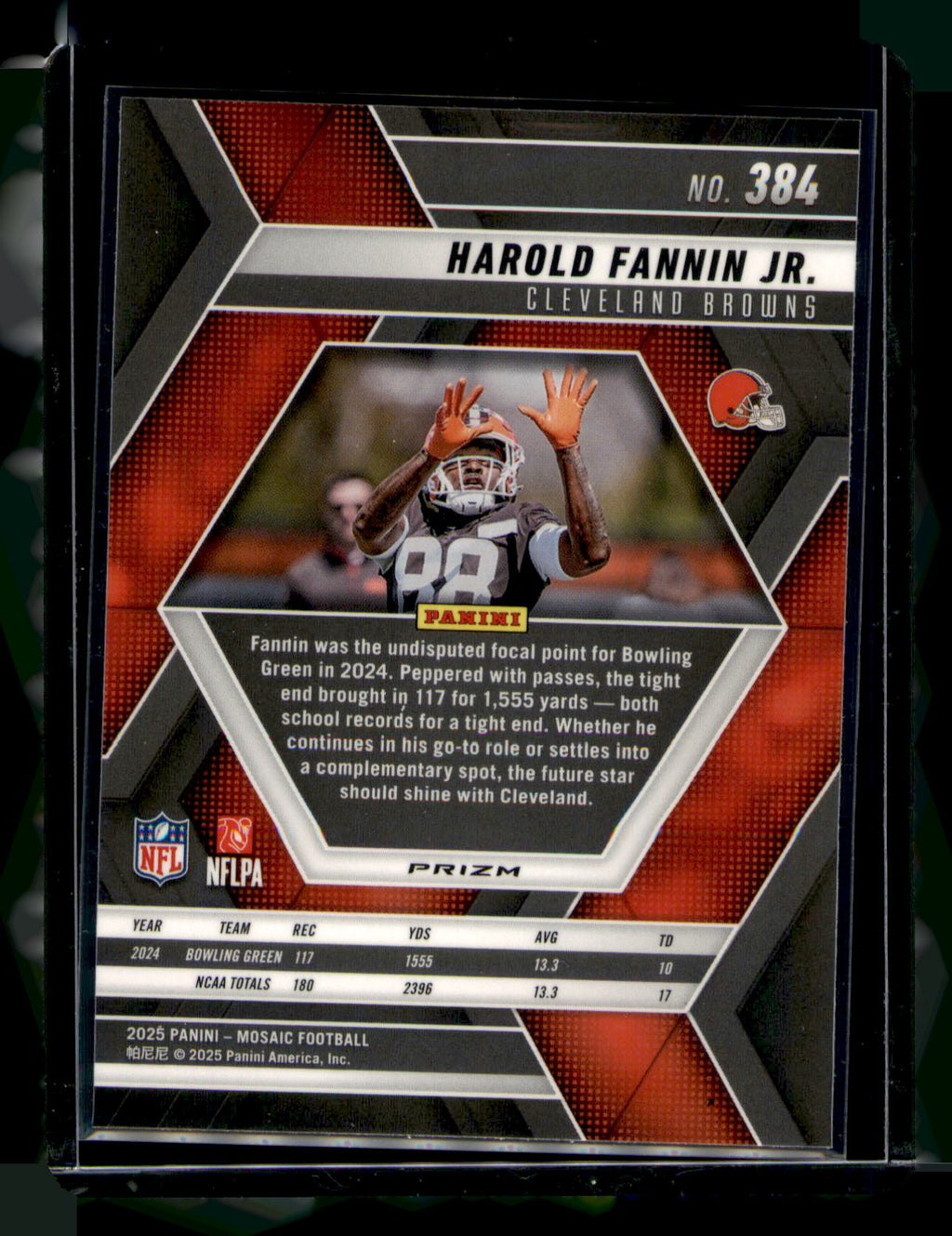 2025 Panini Mosaic Harold Fannin Jr. Blue Genesis Mosaic RC CARD #384 Browns