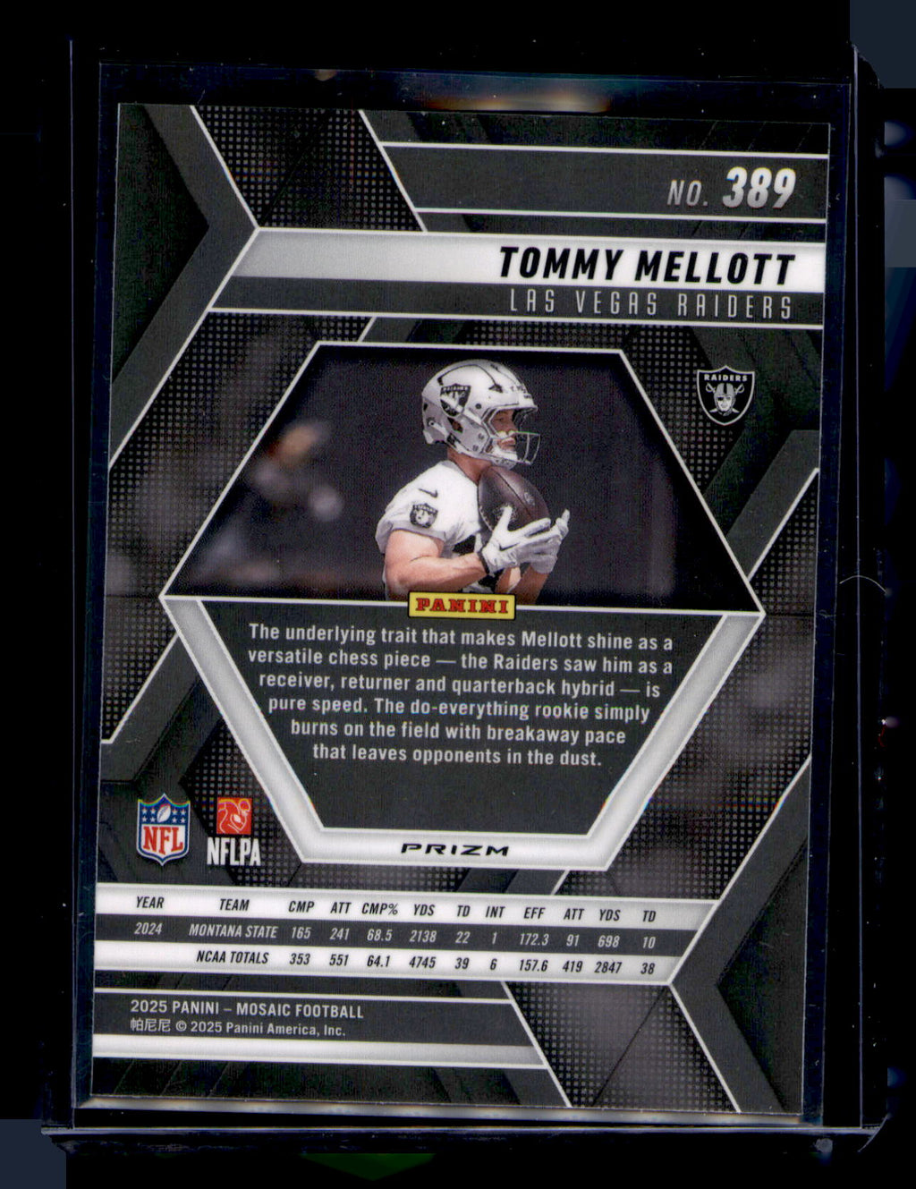 2025 Panini Mosaic Tommy Mellott RC Rookie Camo Pink Mosiac #389 Raiders