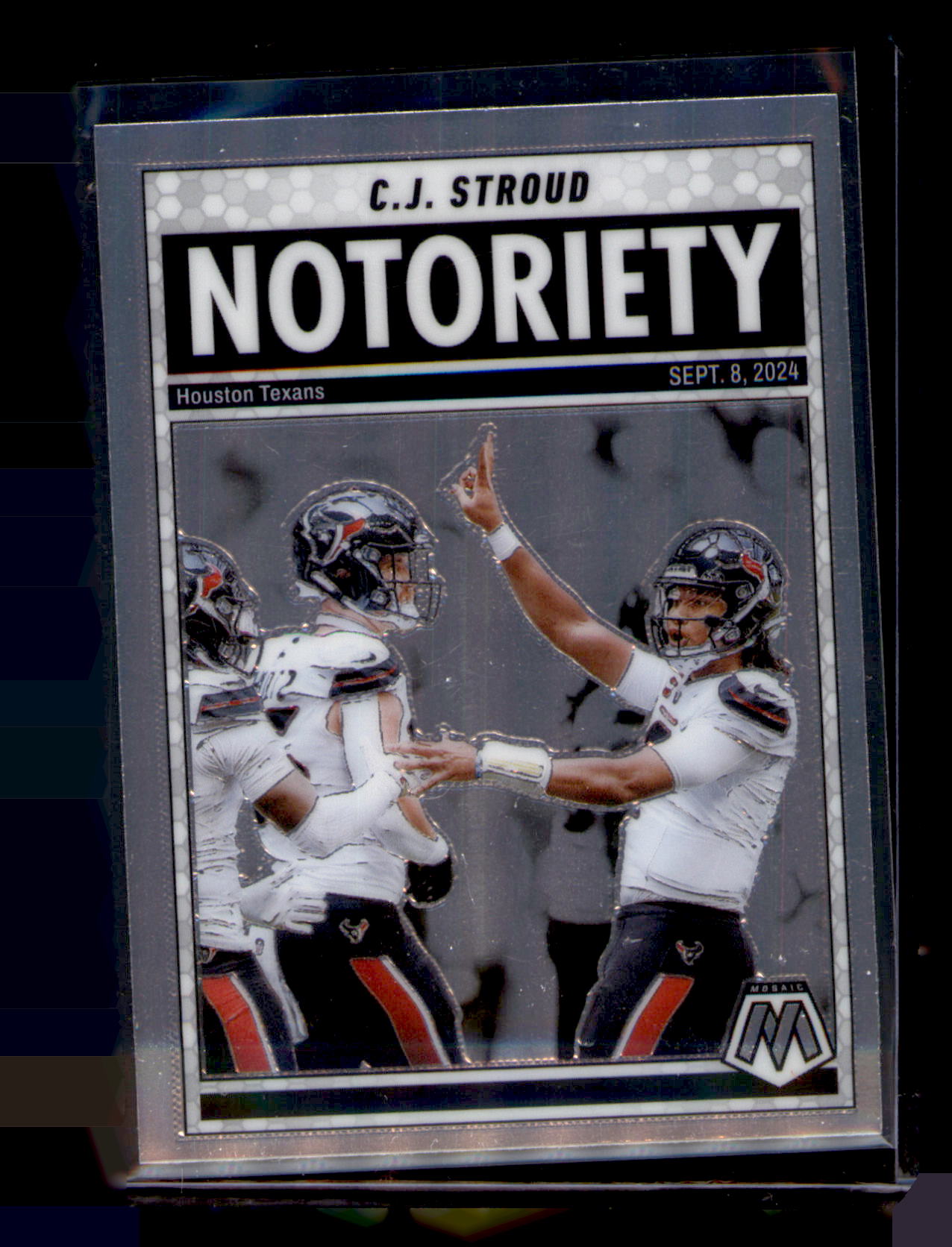 2025 Panini Mosaic C.J. Stroud Notoriety Silver Insert #5 Houston Texans