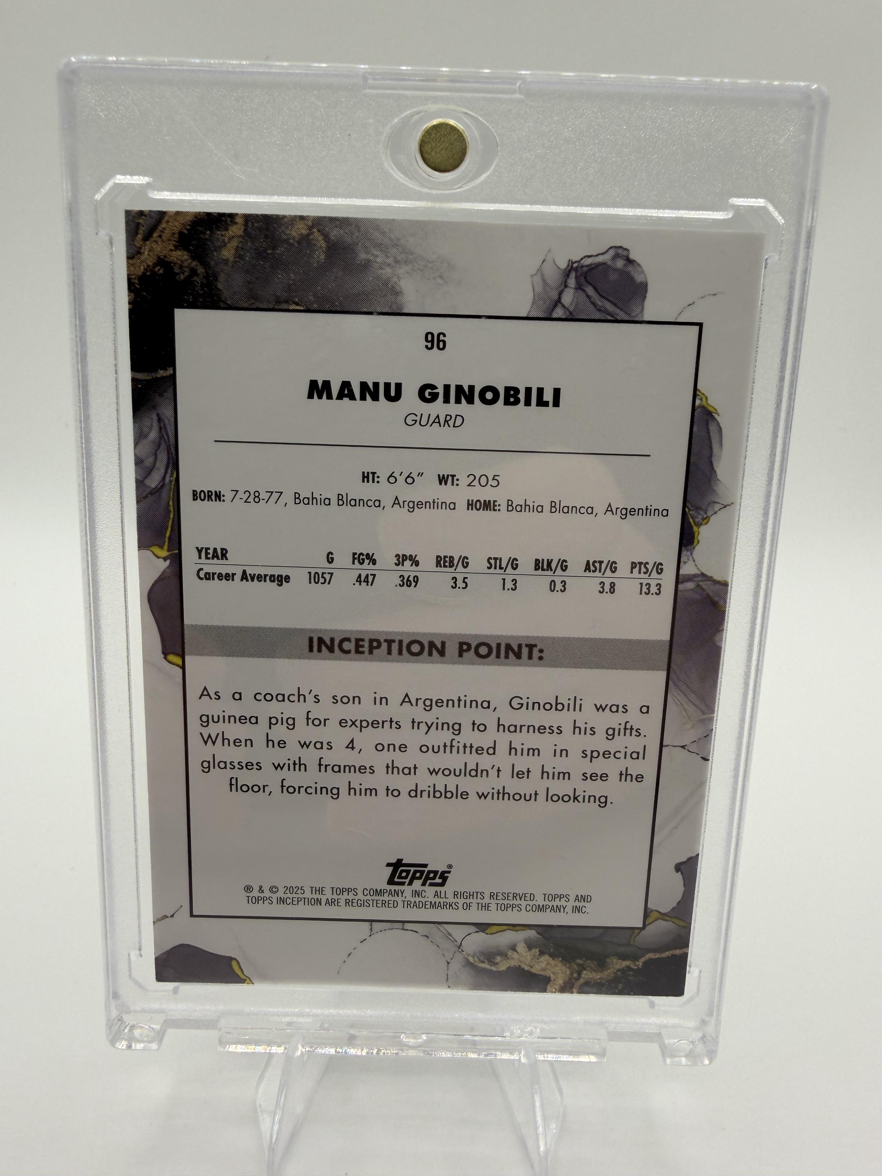 2024-25 Topps Inception Basketball Manu Ginobili card #96 Spurs Legend