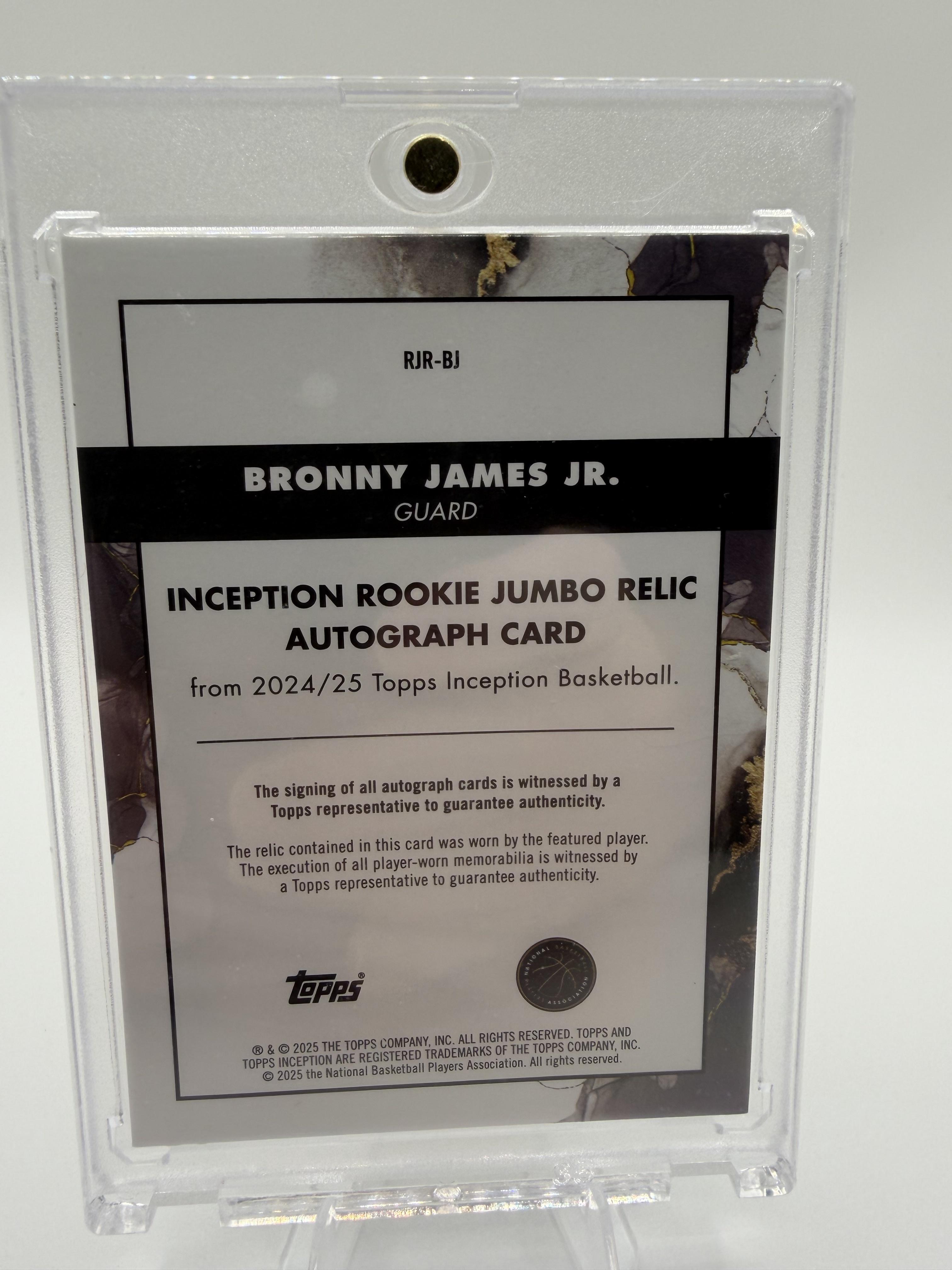 2024-25 Topps Inception Bronny James Jr RPA Jumbo Relic Auto card /50 #RJR-BJ