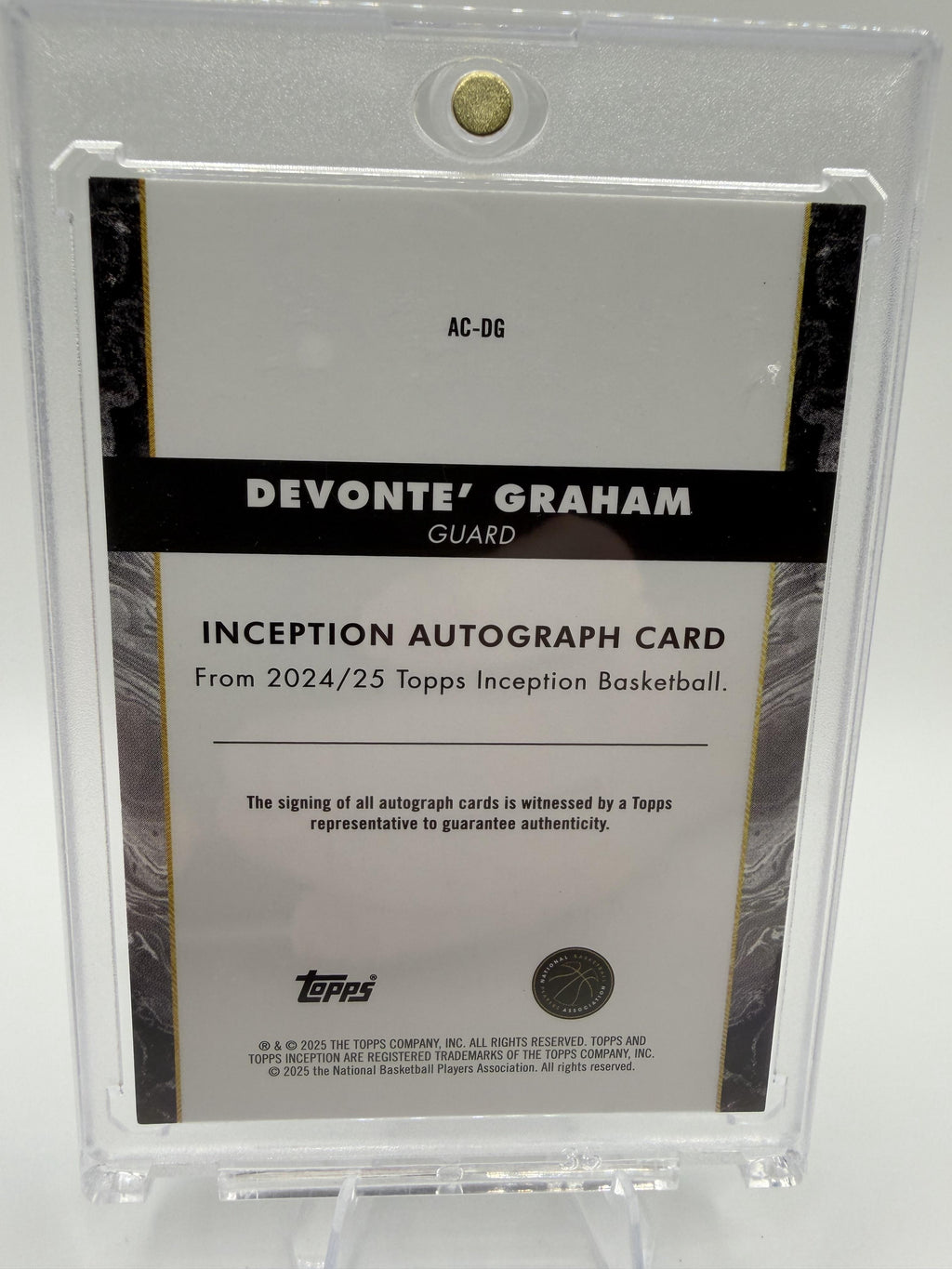 2024-25 Topps Inception Basketball Devonte' Graham Autograph card #AC-DG Spurs