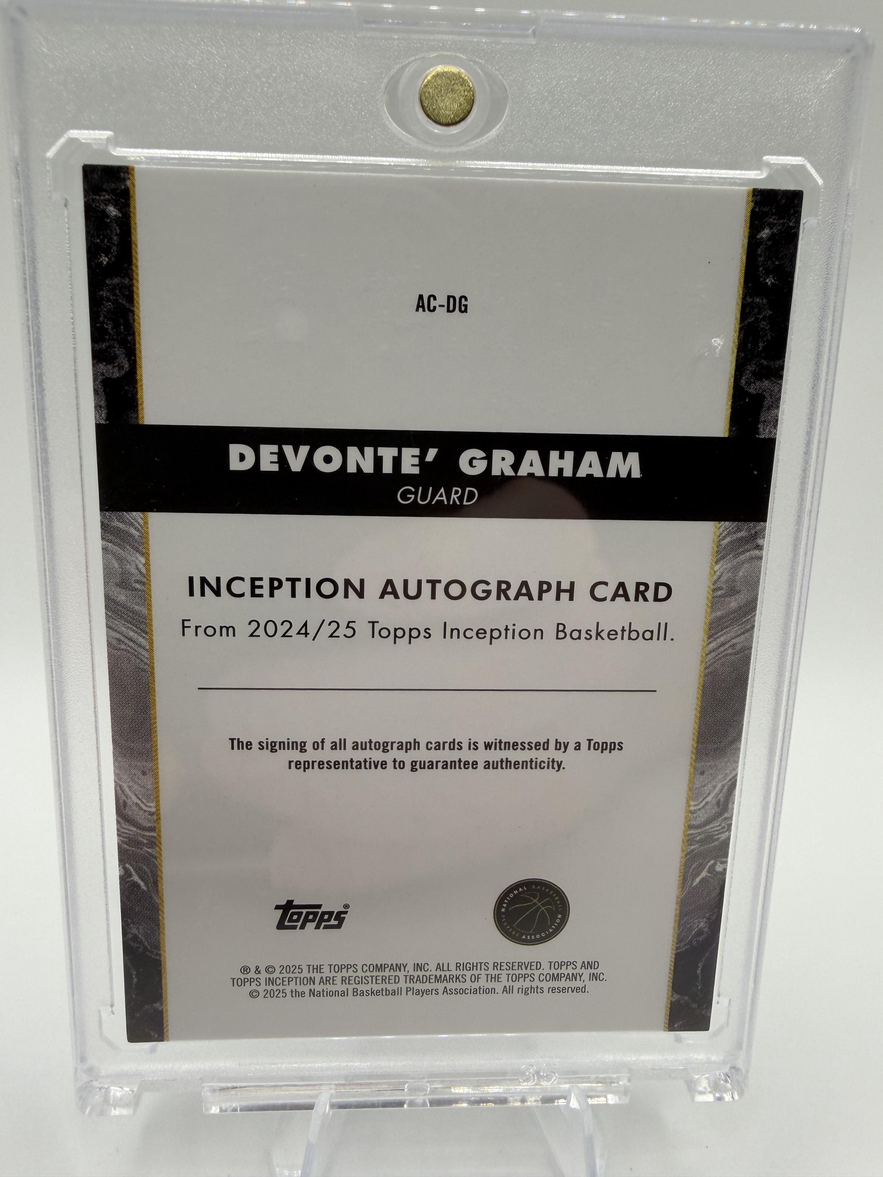 2024-25 Topps Inception Basketball Devonte' Graham Autograph card #AC-DG Spurs