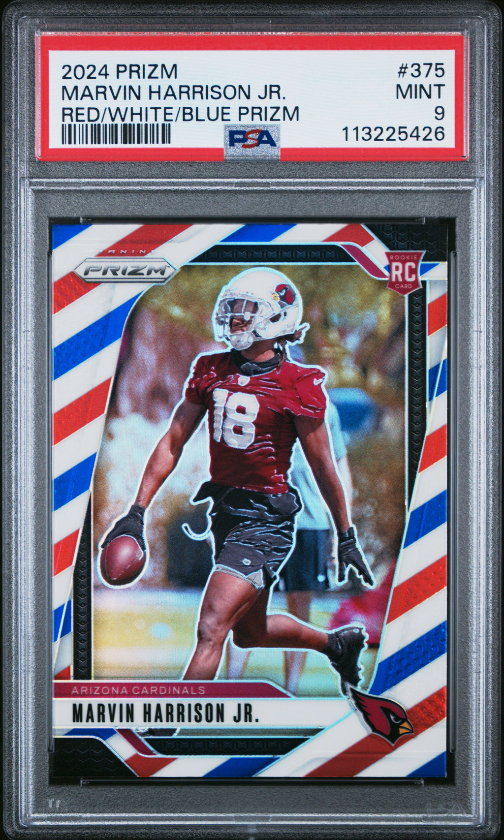 2024 Panini Prizm Marvin Harrison Jr. #375 RC Card Red/White/Blue Prizm PSA 9