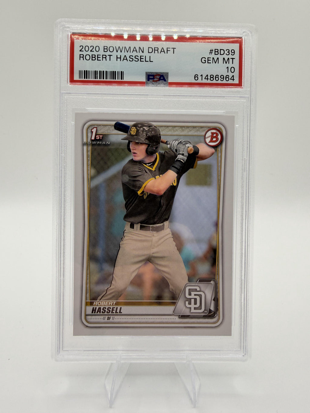 2020 Bowman Draft Robert Hassell #BD39 1st Bowman Card PSA 10 GEM MINT Padres