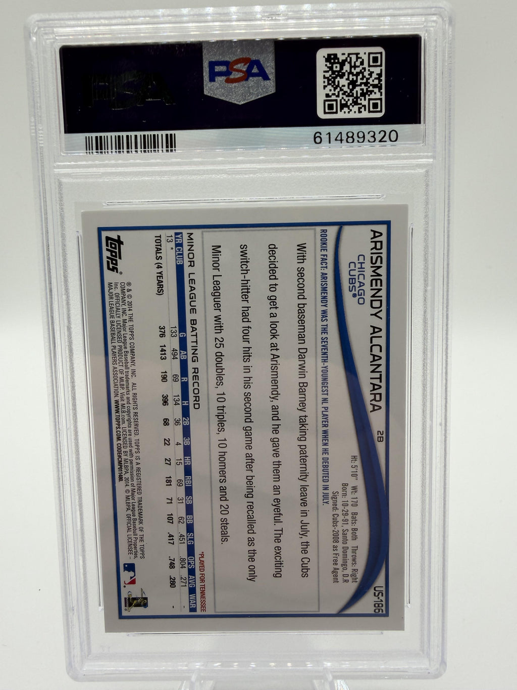 2014 Topps Update Arismendy Alcantara #US186 Rookie RC Card PSA 10 GEM MINT Cubs