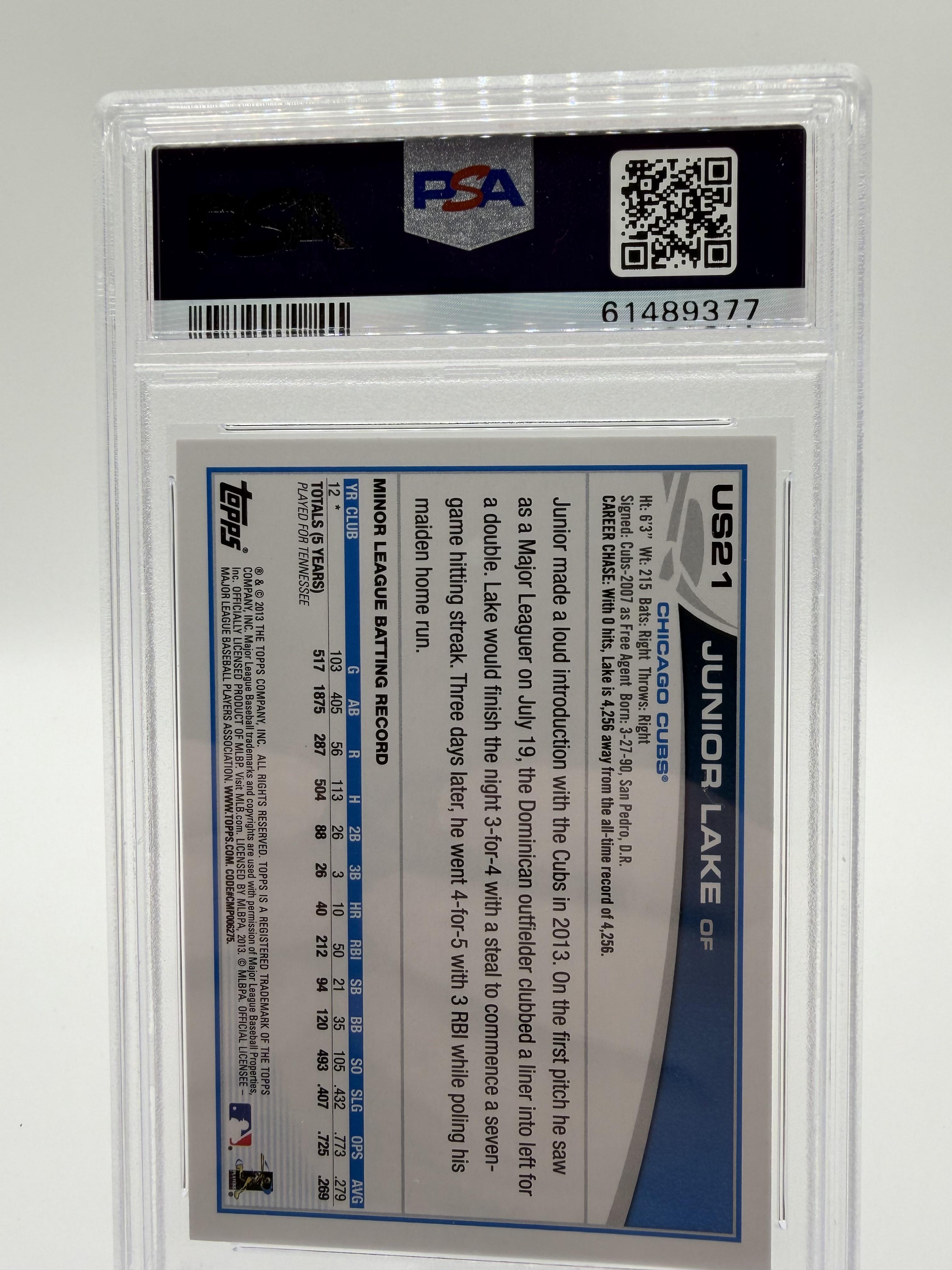 2013 Topps Update Junior Lake #US21 Rookie RC Card PSA 10 GEM MINT Chicago Cubs