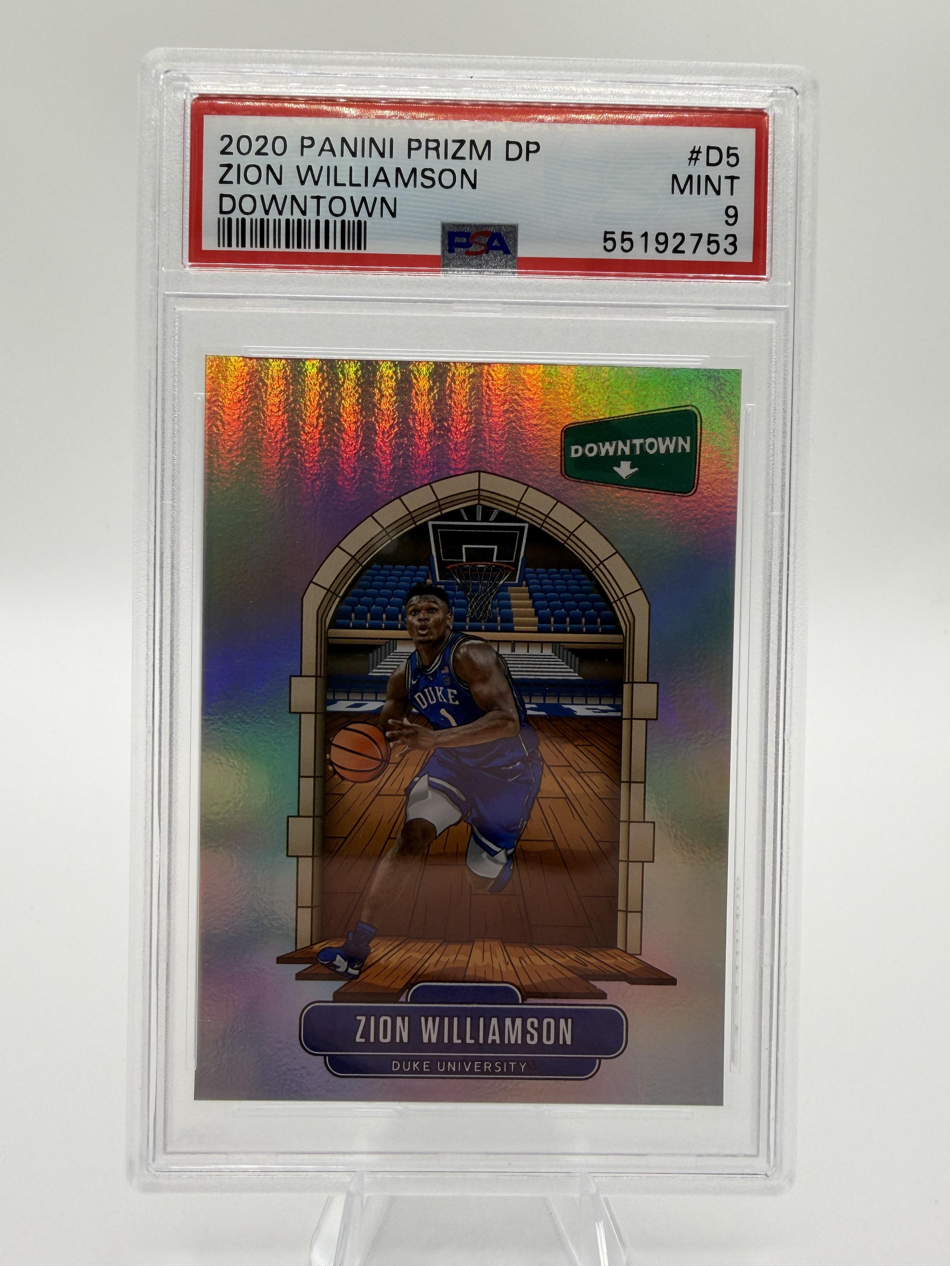 2020 Panini Prizm DP Zion Williamson Downtown #D5 Duke Card PSA 9 MINT