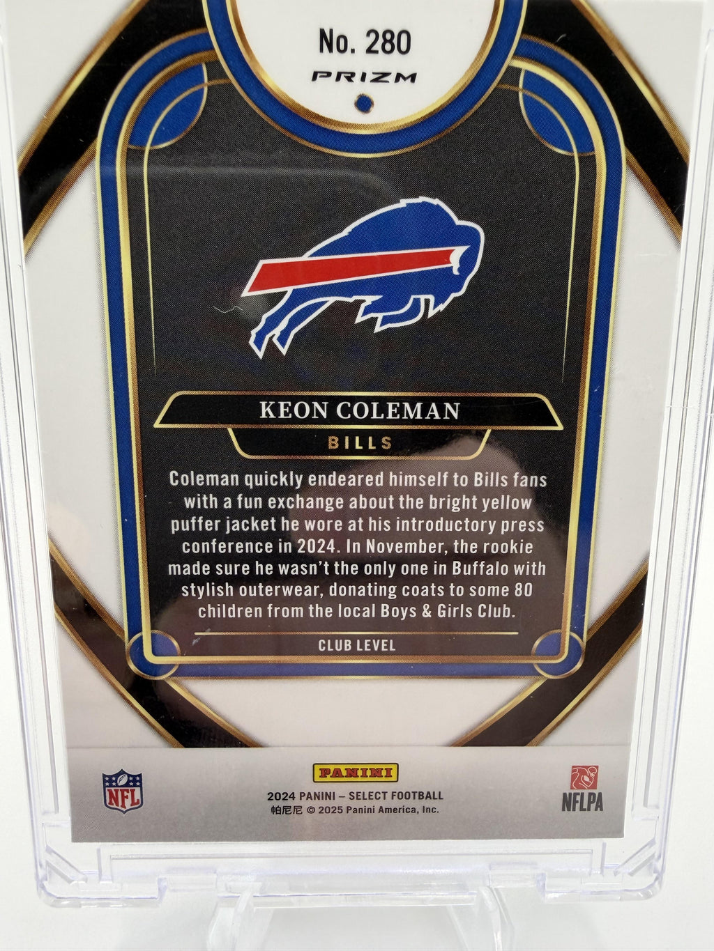 2024 Select Keon Coleman  Club Level Red Yellow Shock Prizm Card #280 Bills RC