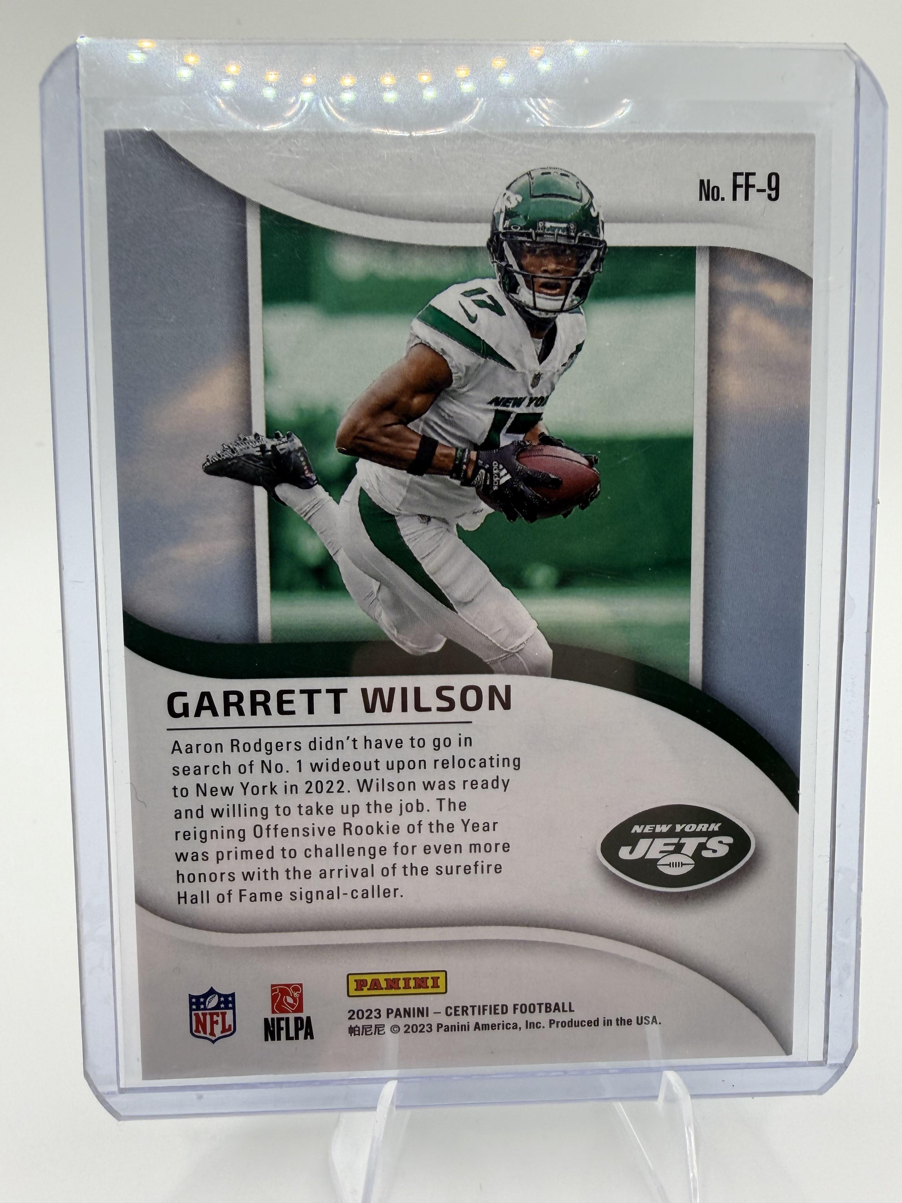 2023 Panini Certified Garrett Wilson #FF-9 Franchise Foundations Card /99 Jets