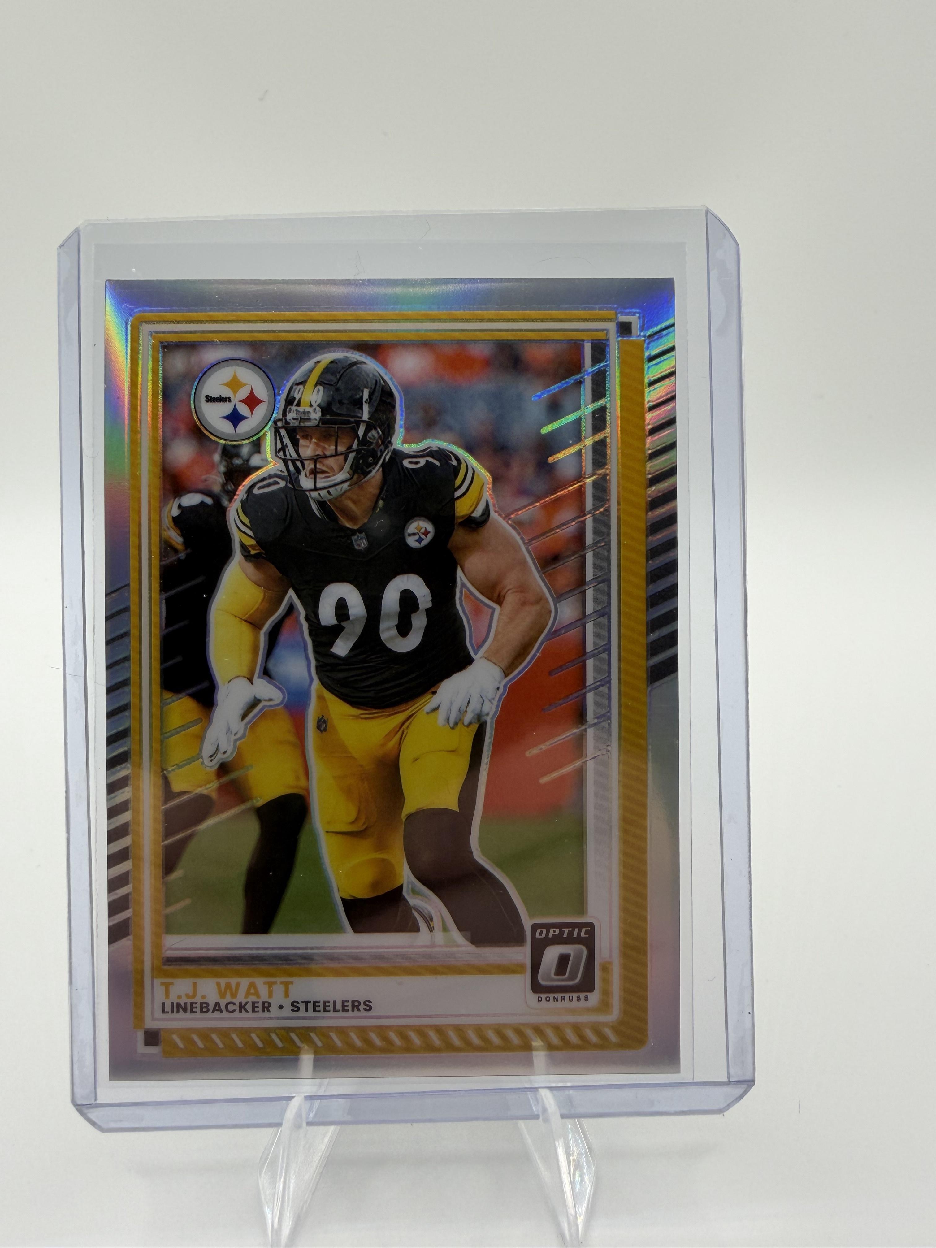 2025 Donruss Optic T.J. Watt #100 Silver Prizm Card Steelers Holo
